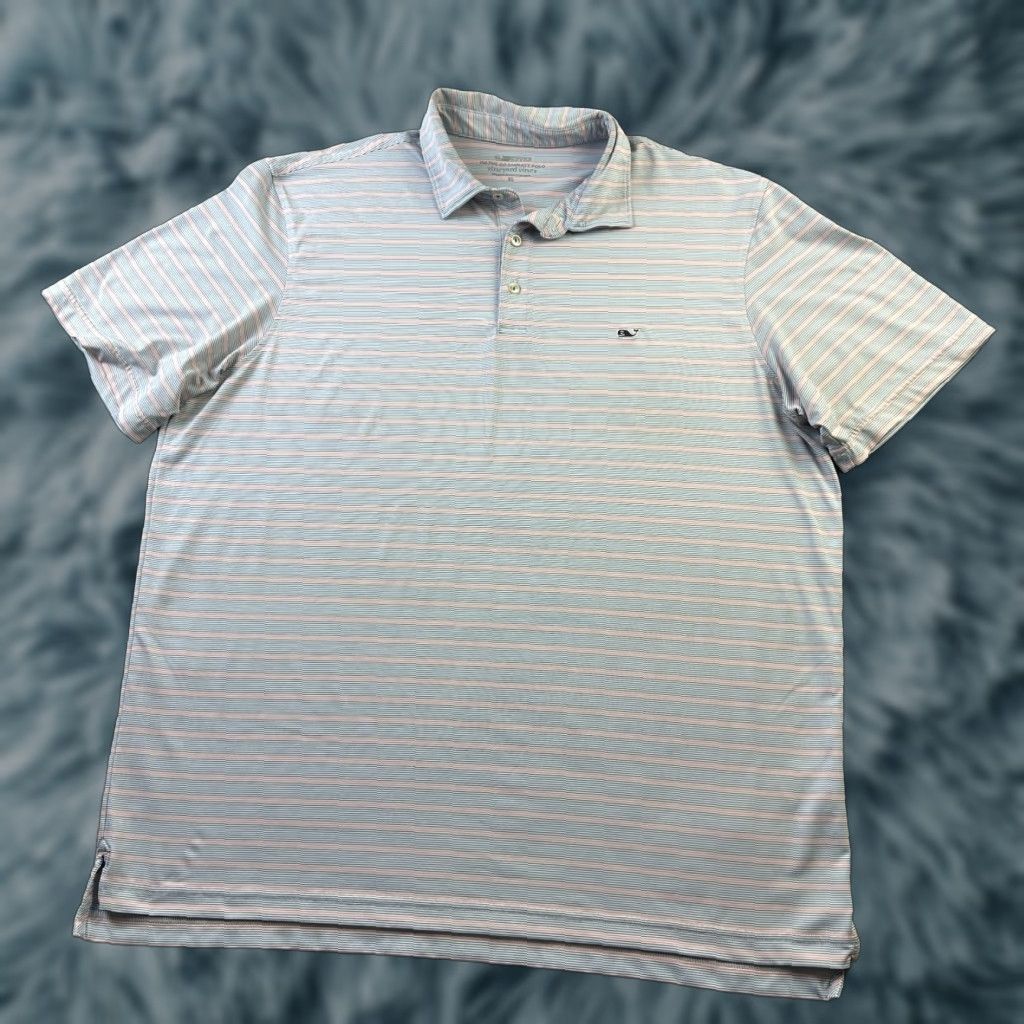 Vineyard Vines VINEYARD VINES Polo Shirt Mens XL Blue Pink Performance On The Go Sankaty Shirt Slim Casual Golf Size US XL / EU 56 / 4 - 1 Thumbnail