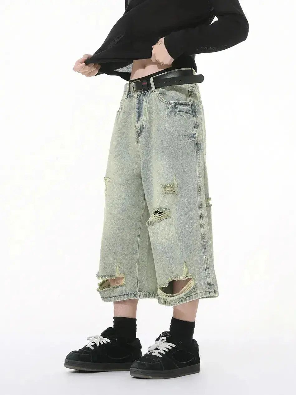 Japanese Brand Retro high street wide leg denim shorts Size US 32 / EU 48 - 1 Thumbnail