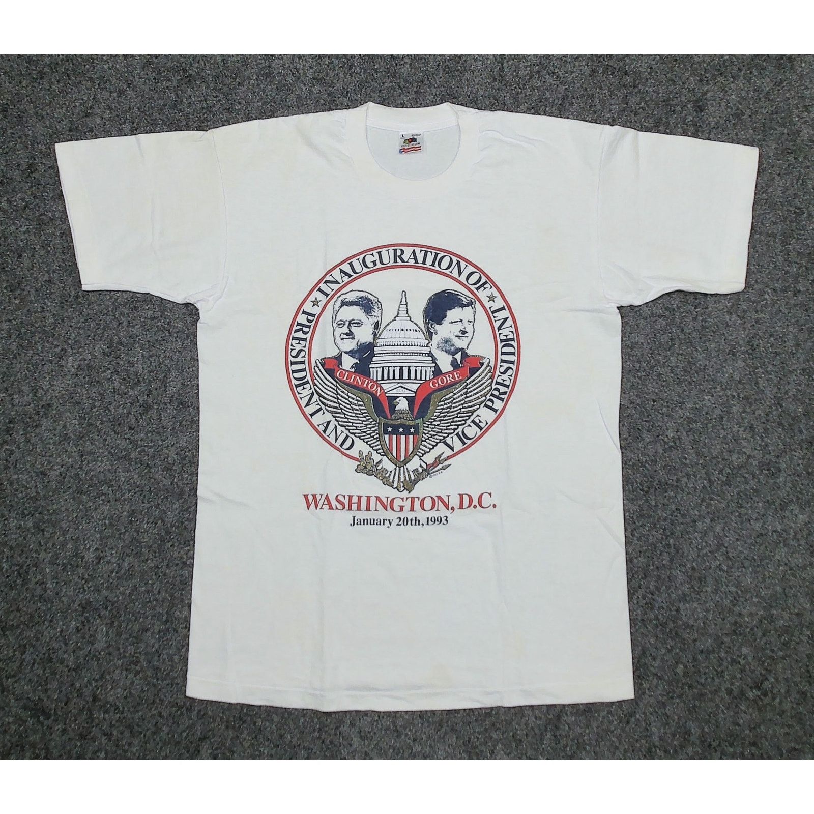 Fruit Of The Loom FOTL VTG 1993 Clinton Gore Inauguration Single Stitch Tee Size US L / EU 52-54 / 3 - 3 Thumbnail