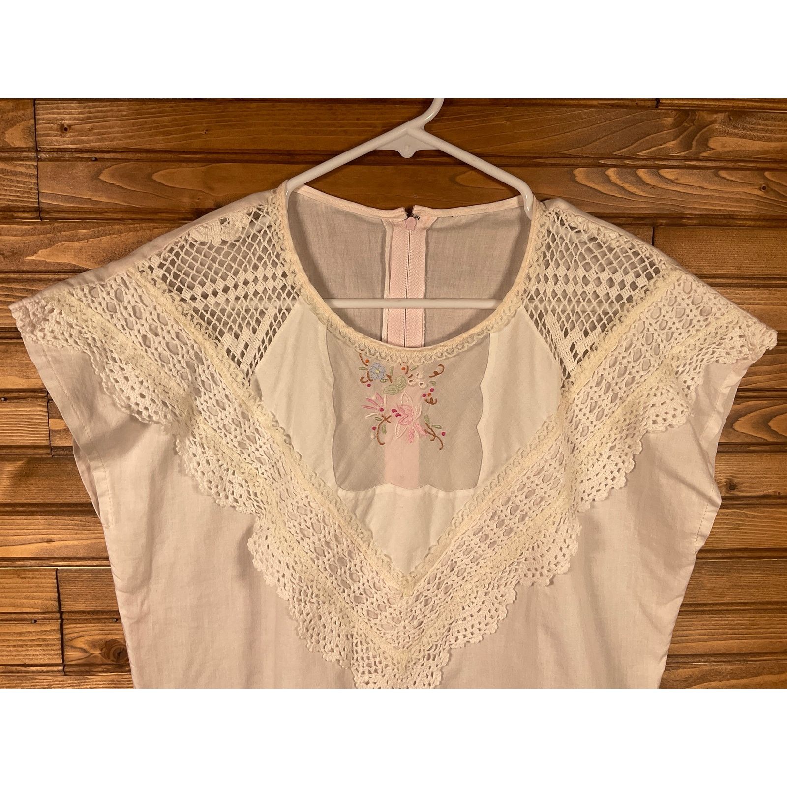 Other Cottagecore Prairie Set Pink and White Lace Embroidery Vtg Size S / US 4 / IT 40 - 8 Thumbnail