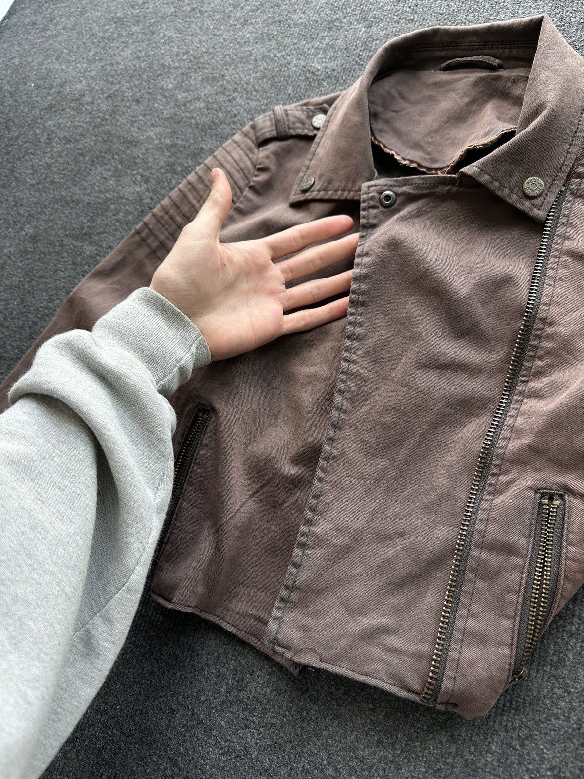 Other 🚨Y2K RICK OWENS TYPE DIRTY SLIM FIT ZIP DENIM JACKET Size S / US 4 / IT 40 - 7 Thumbnail