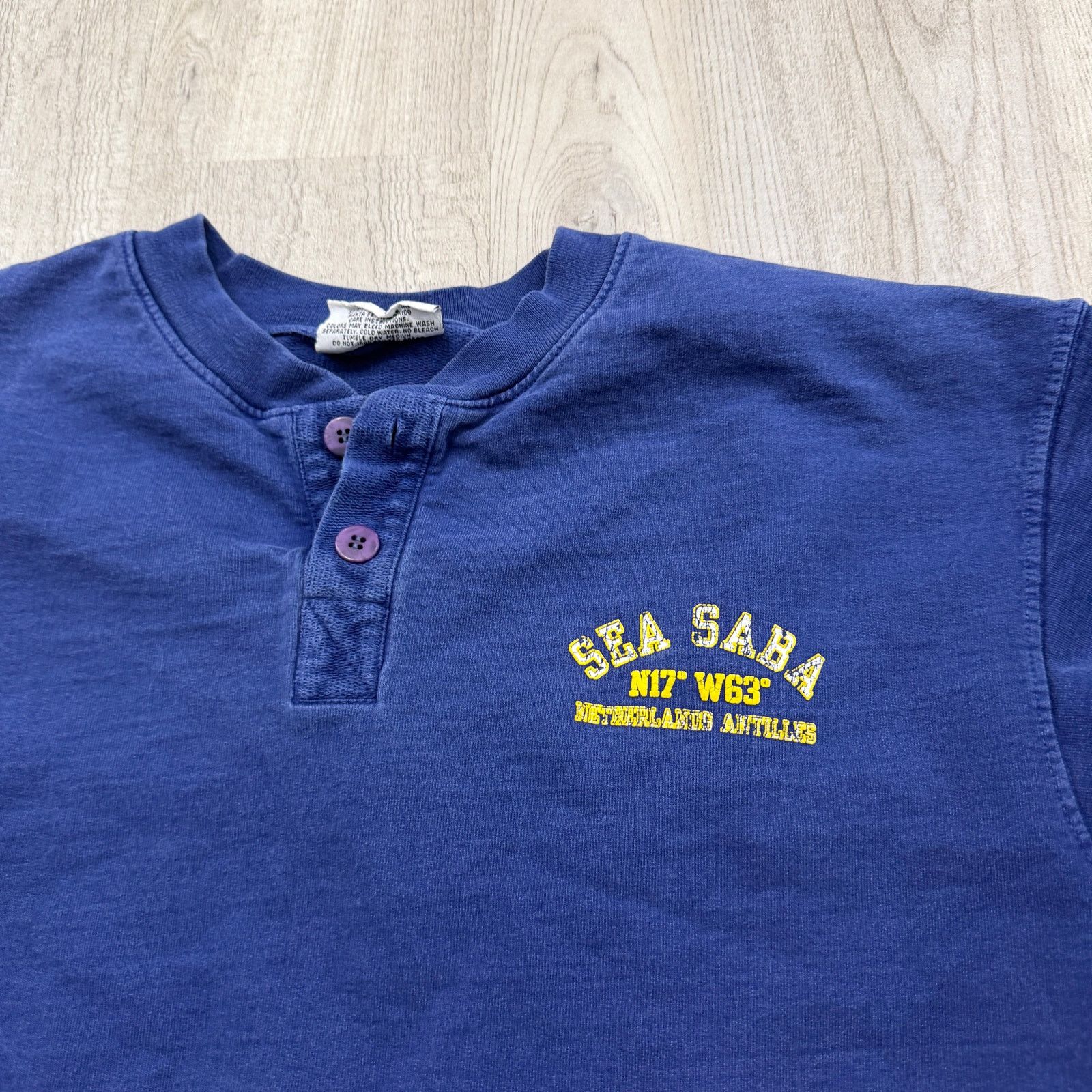 Vintage Vintage Sea Saba Heavyweight Henley Shirt Men's Large Blue Size US L / EU 52-54 / 3 - 3 Thumbnail