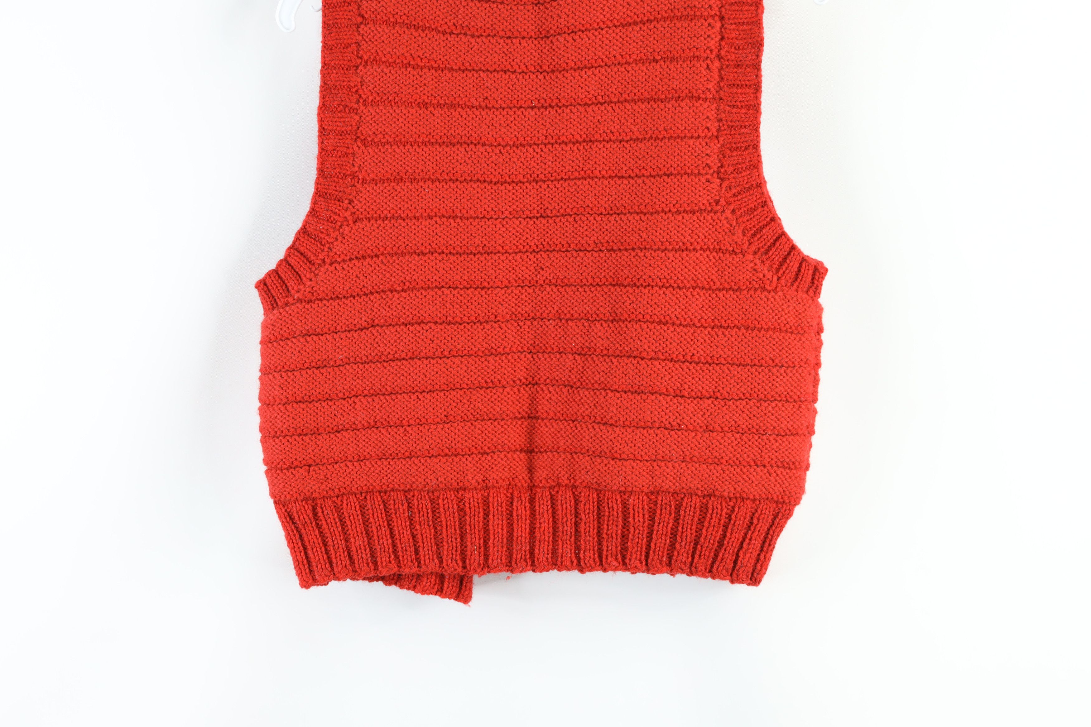 Vintage 50s 60s Rockabilly Open Front Sweater Vest Orange