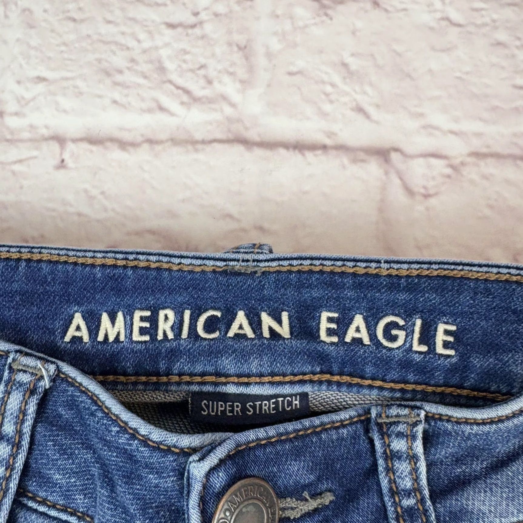 American Eagle Outfitters American Eagle Jeans Womens 6 Short Blue Super Stretch Jegging Distressed Size 28" / US 6 / IT 42 - 6 Thumbnail