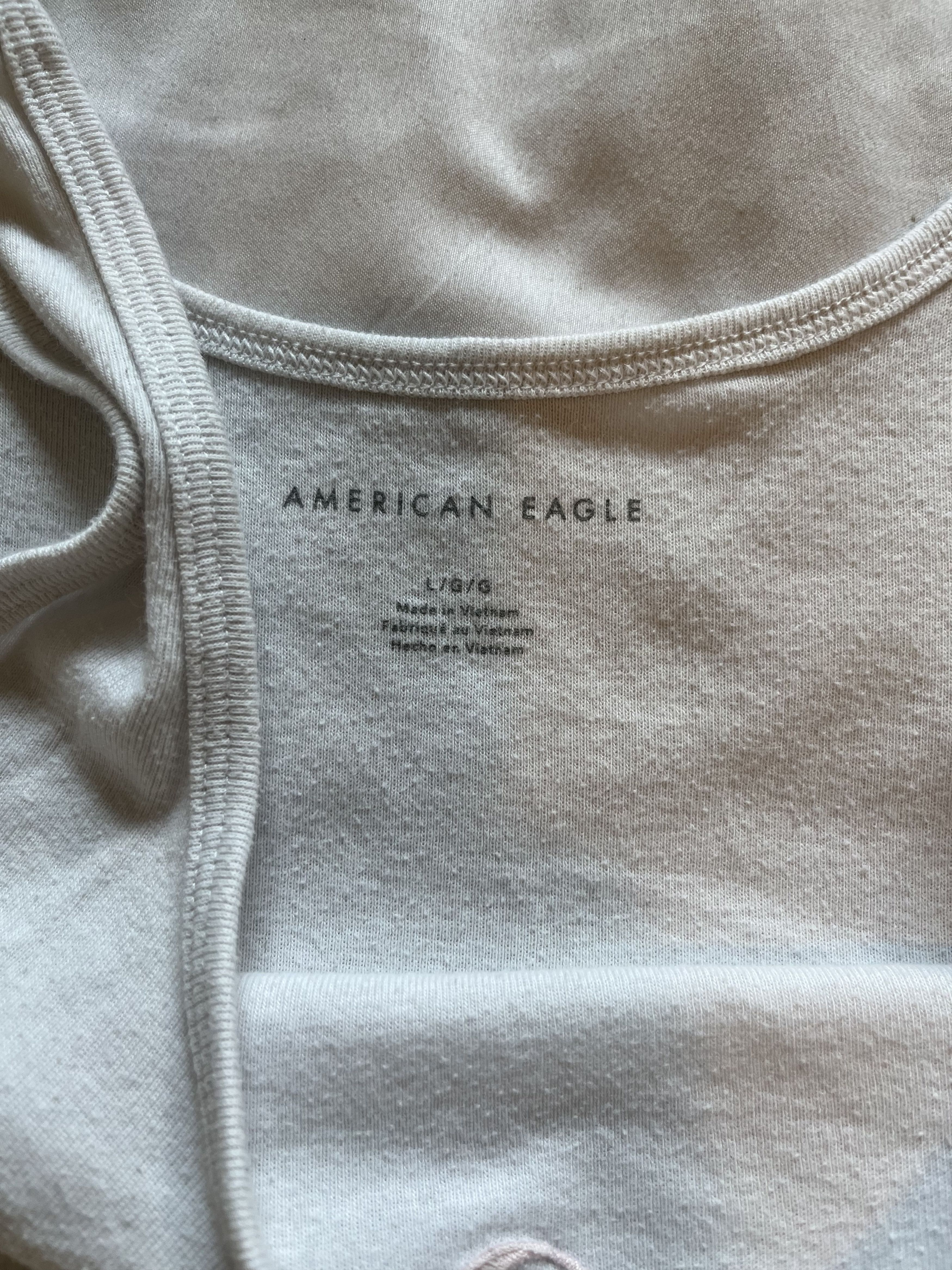 American Eagle Outfitters American Eagle Cream Crop Top with Peace Symbol Size L / US 10 / IT 46 - 3 Thumbnail