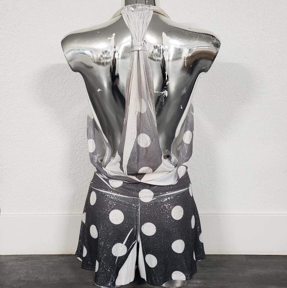 Designer FD | White-Silver-Grey | Dressy Draped Romper Size 28" / US 6 / IT 42 - 2 Thumbnail