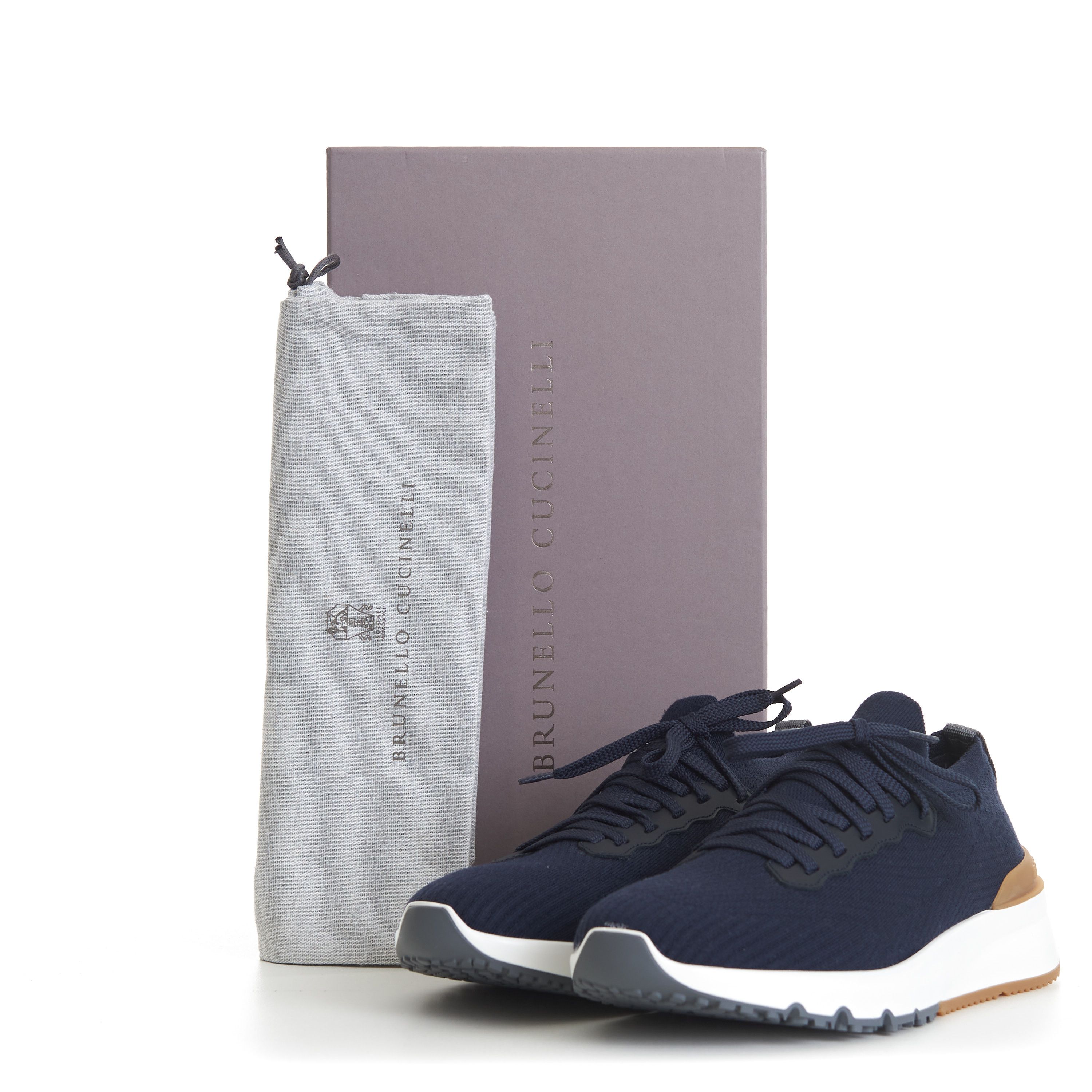 Brunello Cucinelli Navy Blue Runner Sneakers - Wool Knit Shoes Size US 6 / EU 39 - 12 Thumbnail