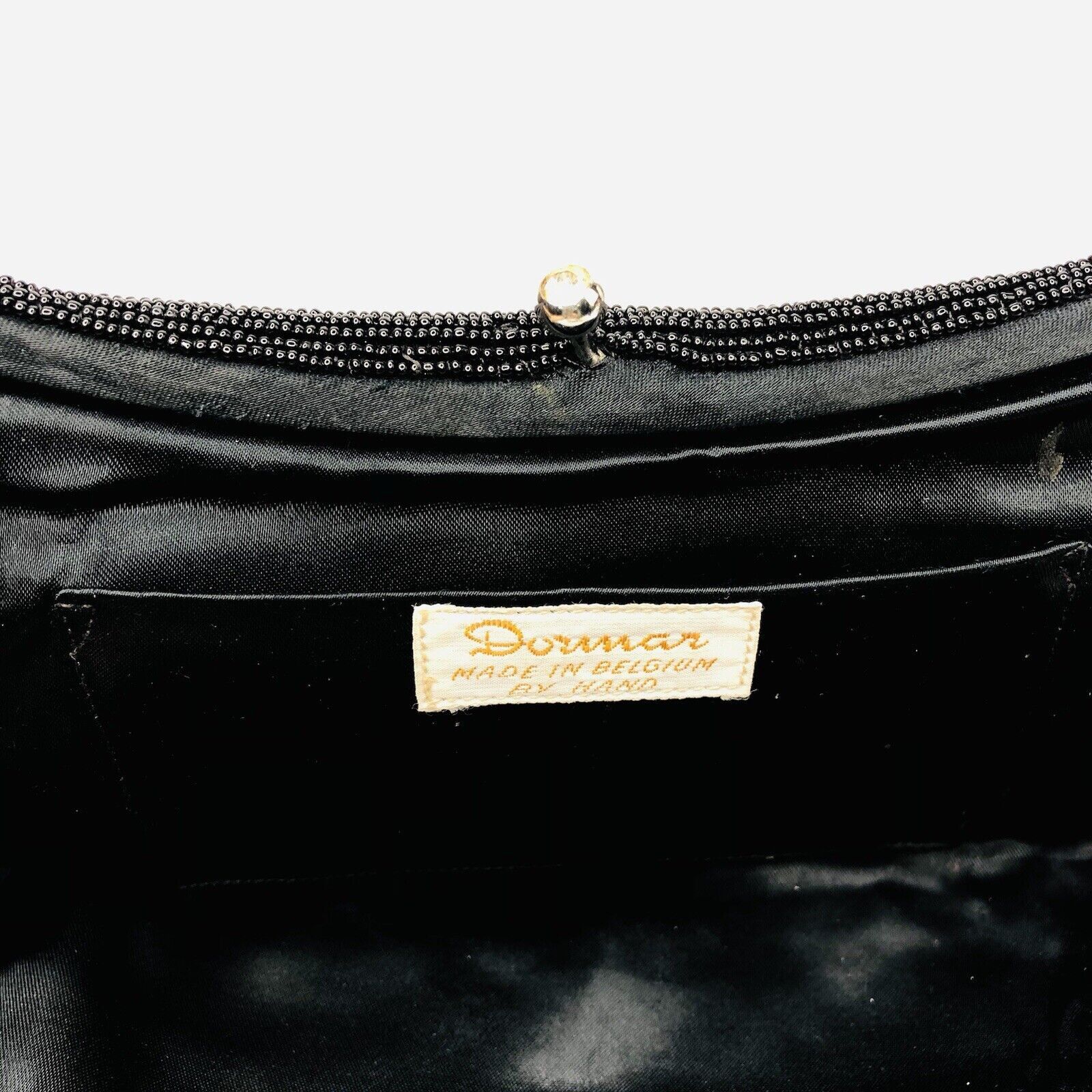 Other Vtg 60s Dormar Black Clutch Micro Beaded Belgium Crystal Size ONE SIZE - 7 Thumbnail