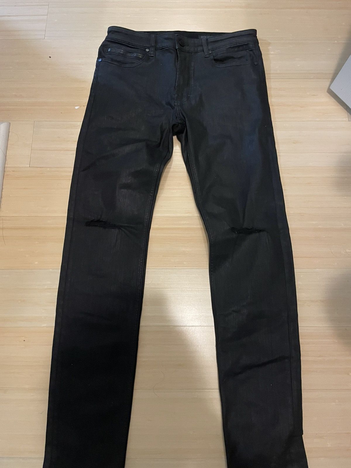 Other Waxed Black Slim Fit Jeans Size US 32 / EU 48 - 1 Thumbnail