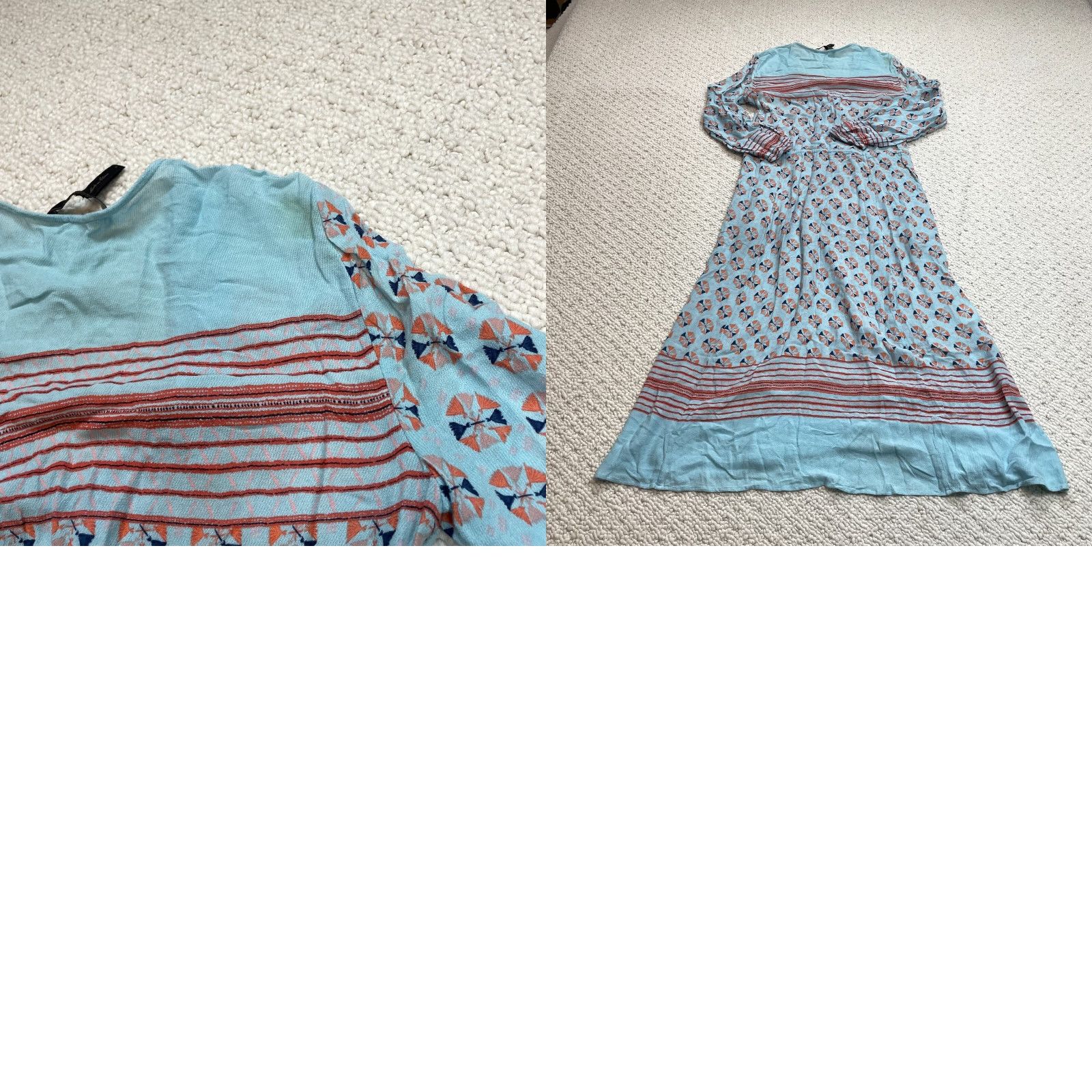Bcbgmaxazria VINTAGE BCBGMAXAZRIA Maxi Dress Womens S Long Sleeve V-Neck Pullover Casual Party/Cocktail Travel Blue Rayon Size S / US 4 / IT 40 - 9 Thumbnail