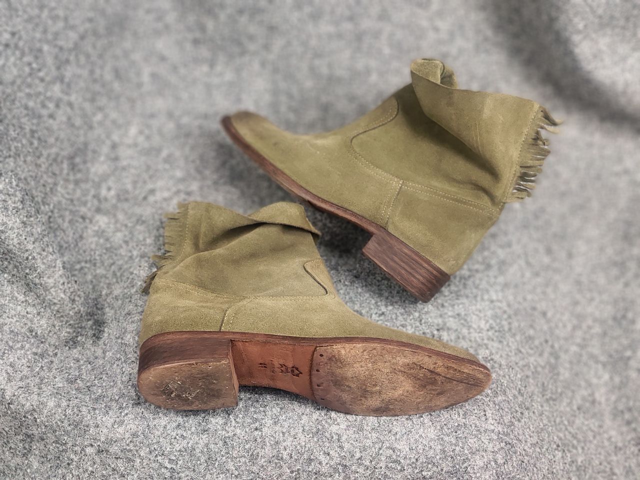 Vintage Via Roma 15 Designer leather shoes green Flat Ankle Boots Size US 11 / IT 41 - 5 Thumbnail