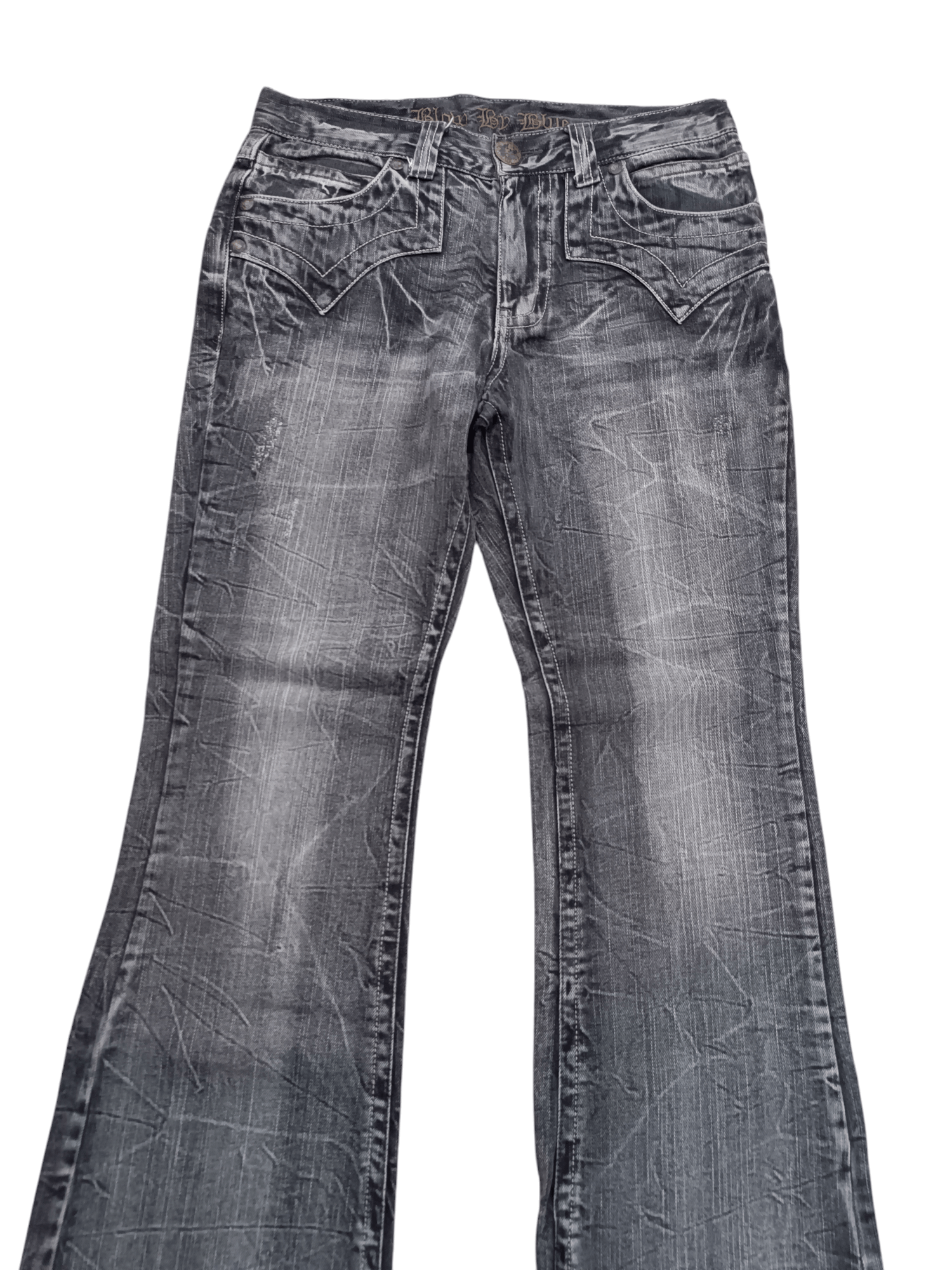 Japanese Brand FLARED 🔥 BLOW BY BLUE DISTRESSED WHISKERS FADED JEANS Size US 31 - 4 Thumbnail