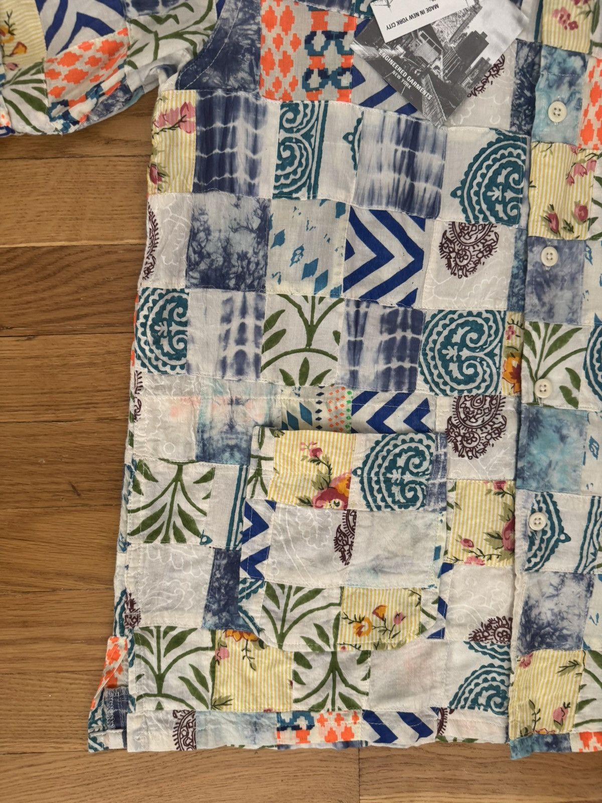 Engineered Garments Engineered Garments White Blue Patchwork Ethno Print Camp Size US XS / EU 42 / 0 - 11 Thumbnail