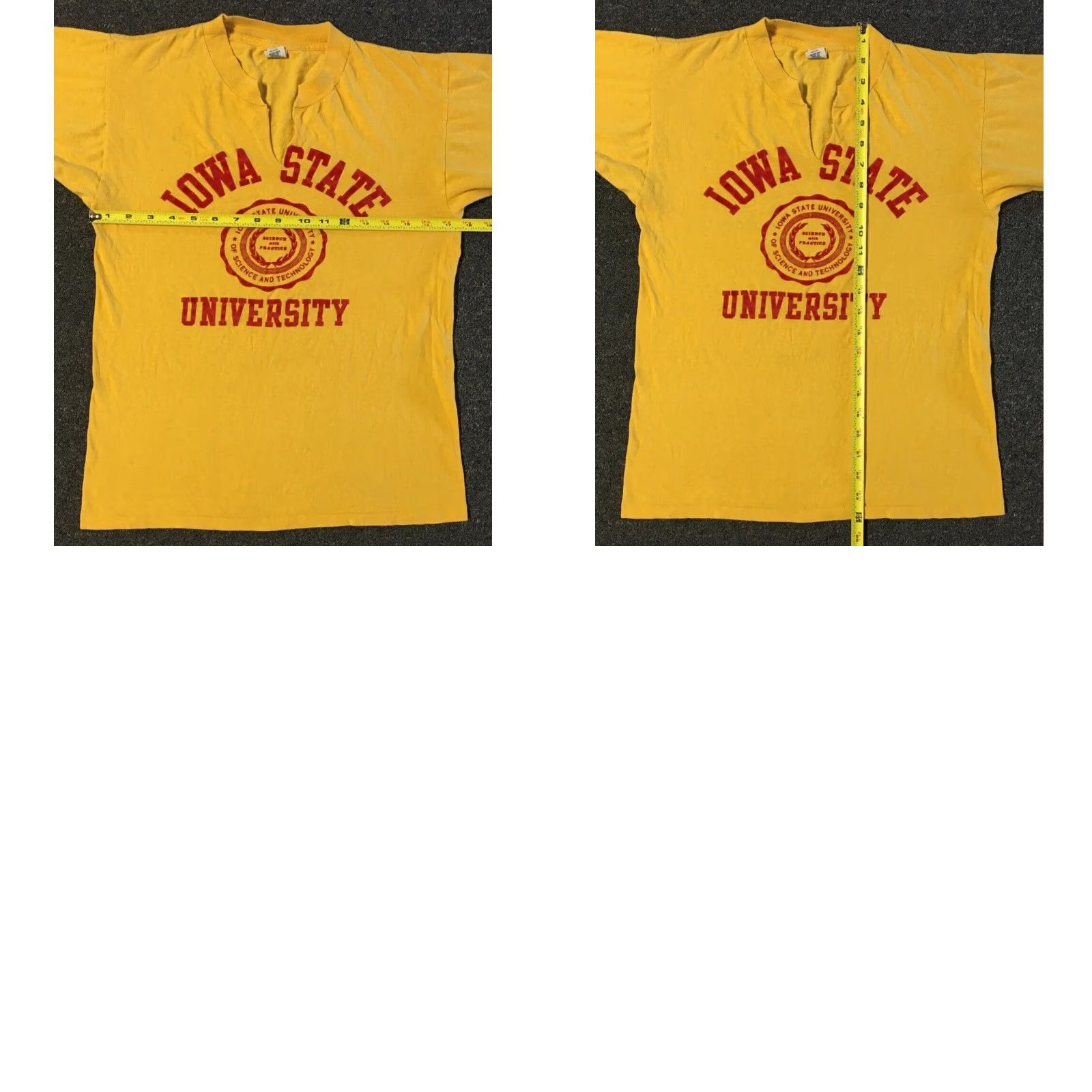 Vintage VINTAGE Iowa State Thrashed Faded Flock Shirt S Men Yellow 80s 90s College Sports Rock Music USA USA College Thrashed Track & Field PE Shirt Men Size US S / EU 44-46 / 1 - 9 Thumbnail