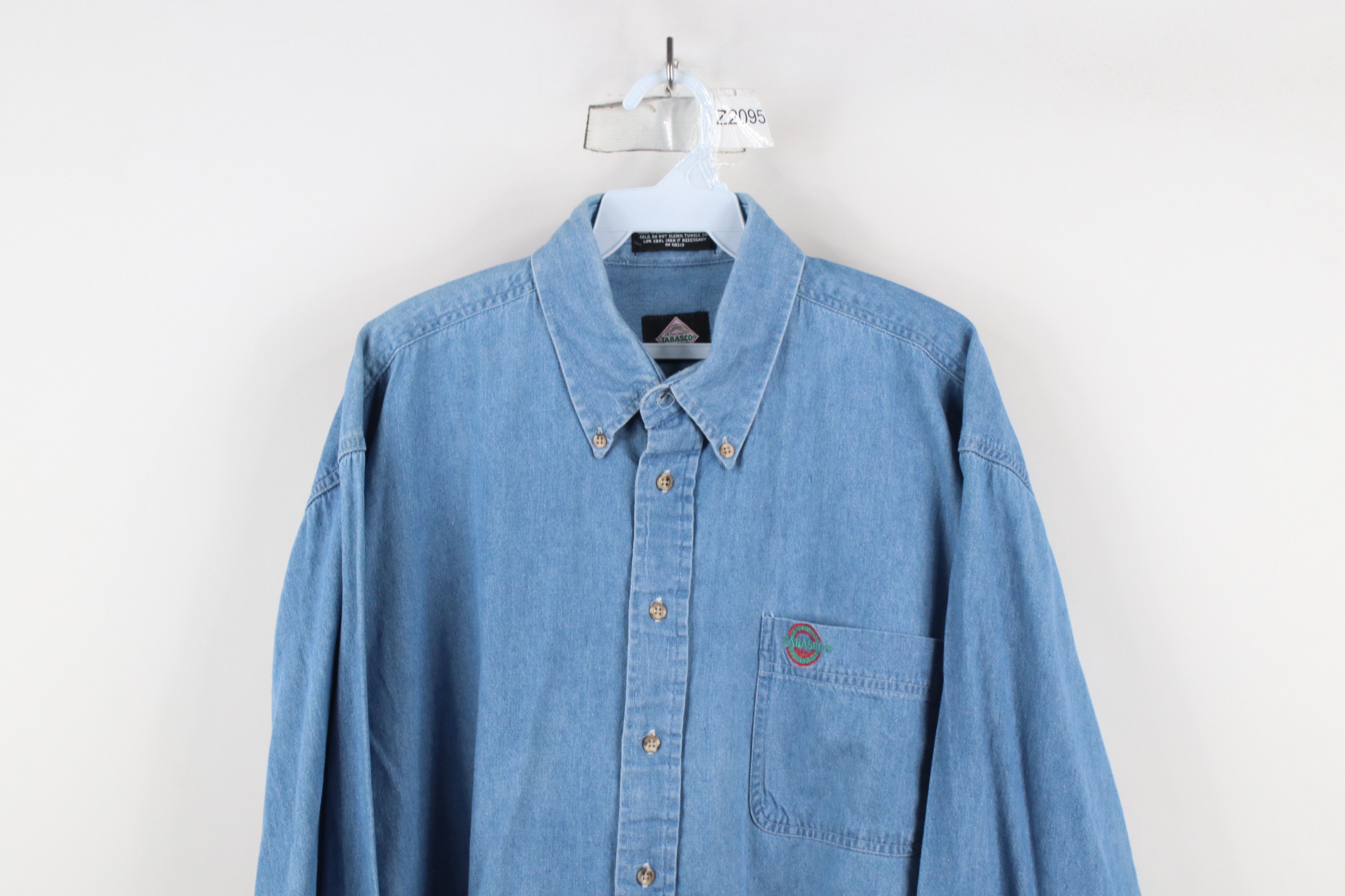 Vintage Vintage 90s Streetwear Tabasco Hot Sauce Denim Button Shirt Size US XL / EU 56 / 4 - 2 Thumbnail