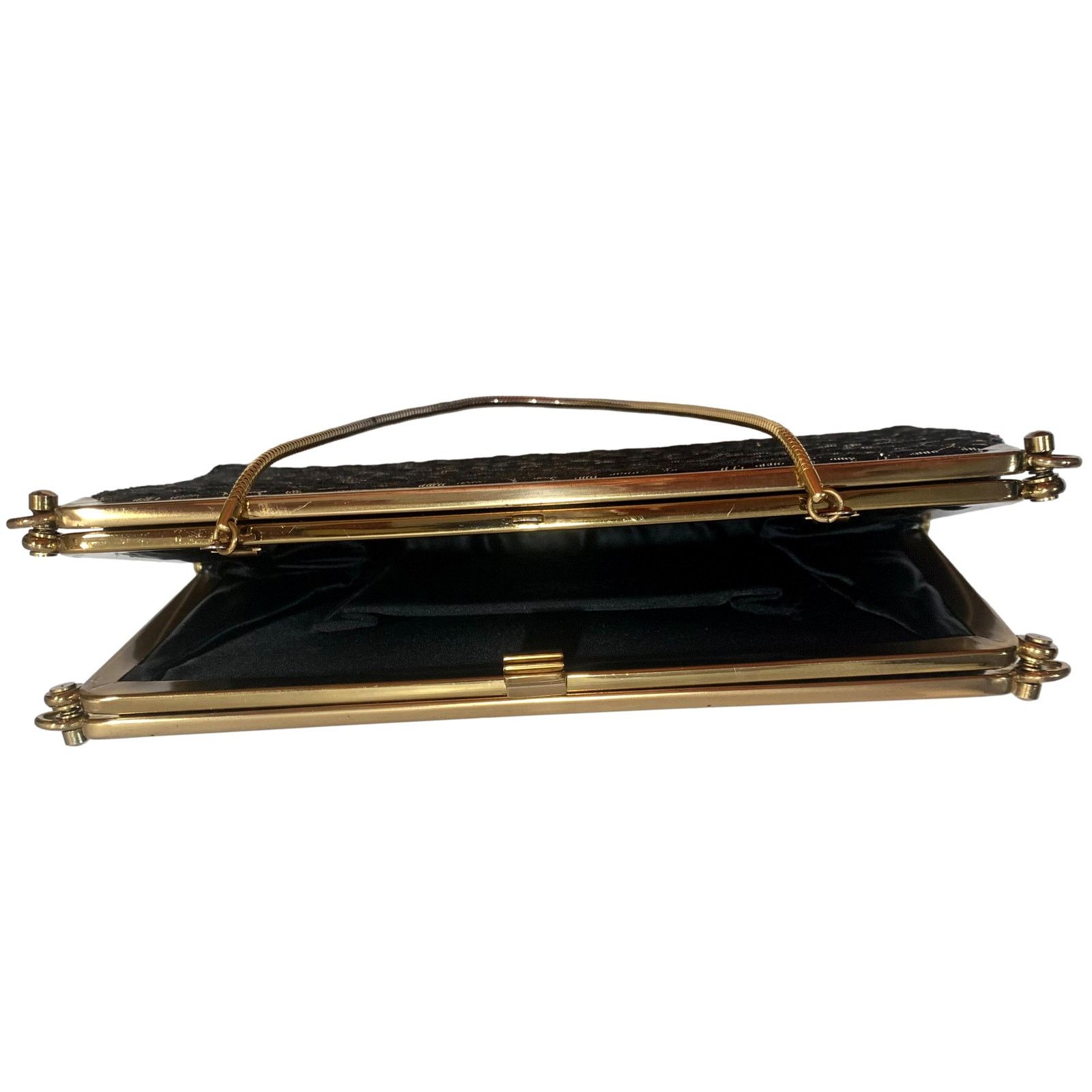 Vintage 60s Black & Gold Convertible Bag | 3 Way Top Handle Handbag Size ONE SIZE - 7 Thumbnail