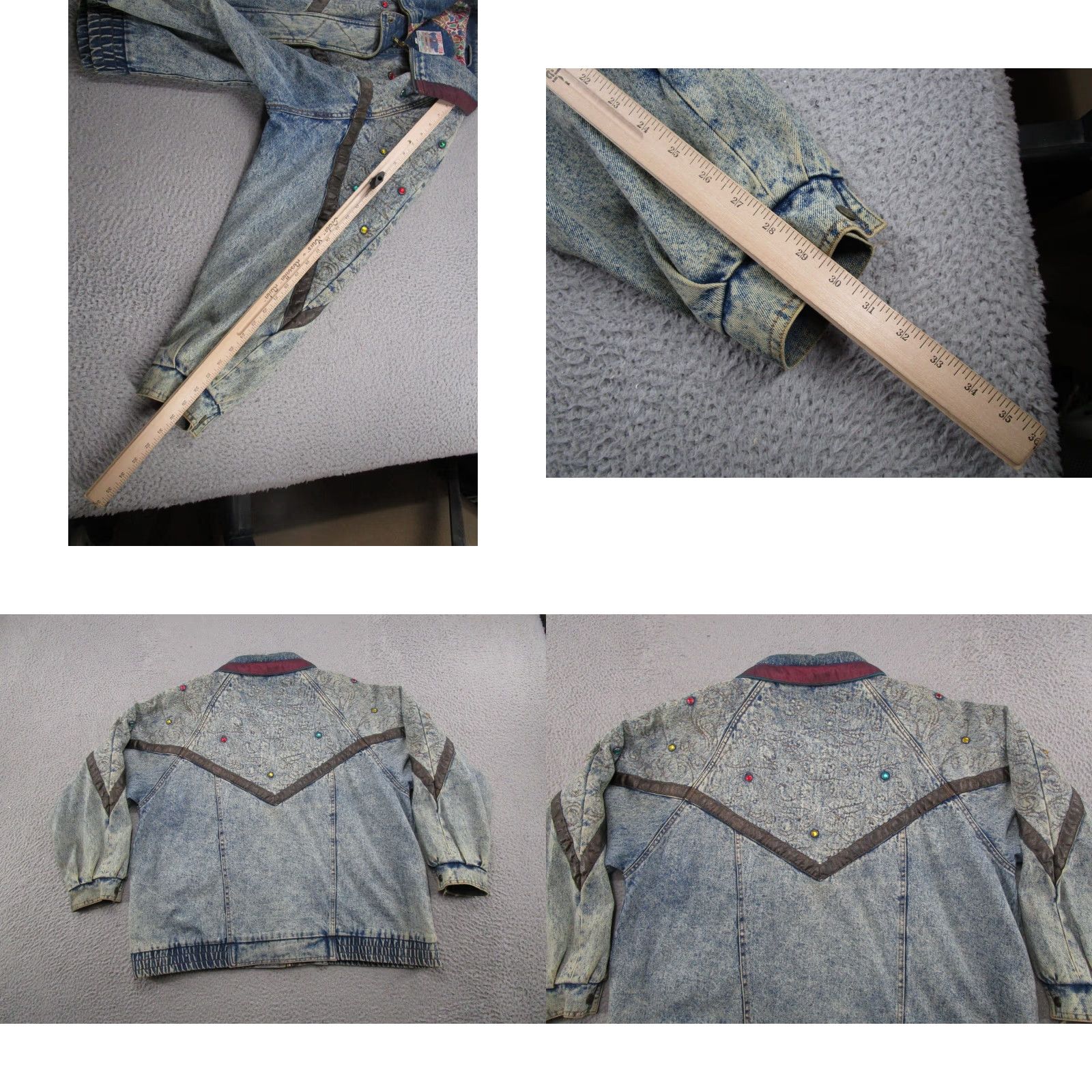 Vintage VINTAGE Current Seen Blue Denim Western Plaid Jacket Women 20W Mid-Length 3/4 Sleeve Button Lined Pockets Knit? Size 3XL / US 20-22 - 8 Thumbnail