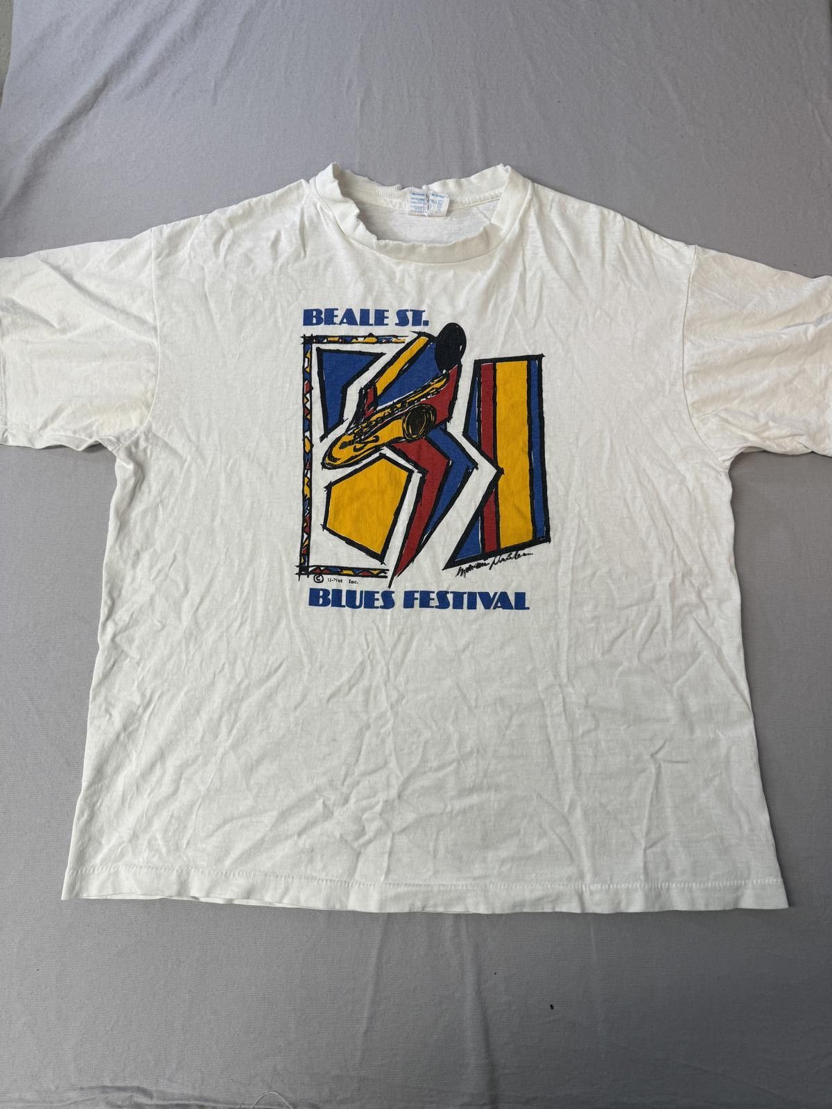 Designer VTG Beale St Jazz Art T-shirt Blues Festival Saxophone Tee L Size US XL / EU 56 / 4 - 1 Thumbnail