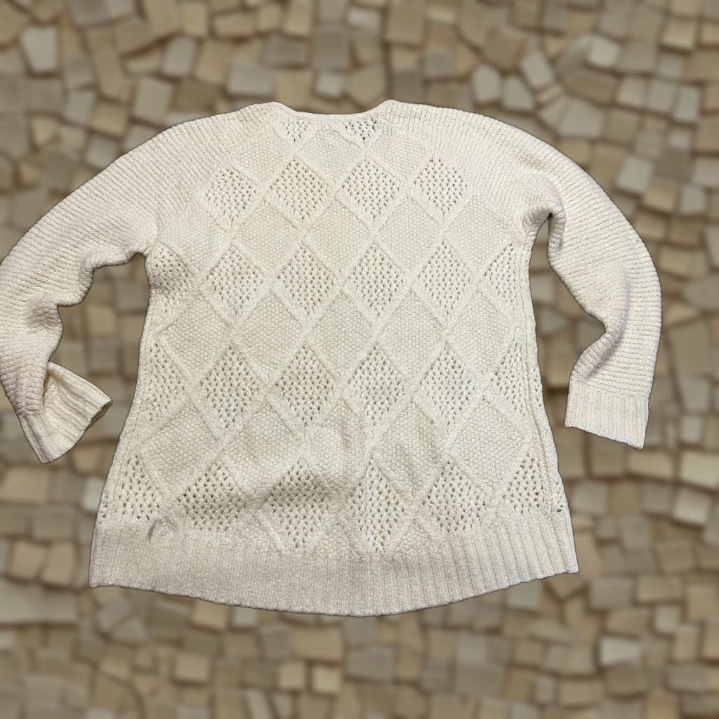 American Eagle Outfitters American Eagle Outfitters Sweater Shirt Womens Large White Knit Pullover Crew Neck Casual Fall Spring Summer Knit Regular Pullover Size L / US 10 / IT 46 - 1 Thumbnail
