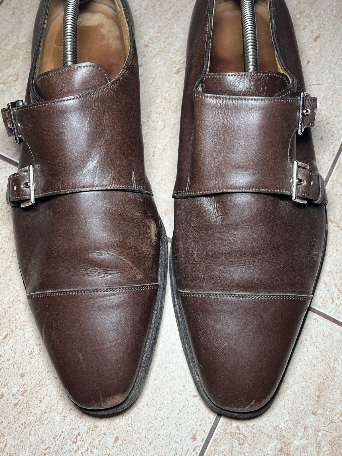 John Lobb Vintage JOHN LOBB William Brown Double Leather Monk Straps Size US 11 / EU 44 - 3 Thumbnail