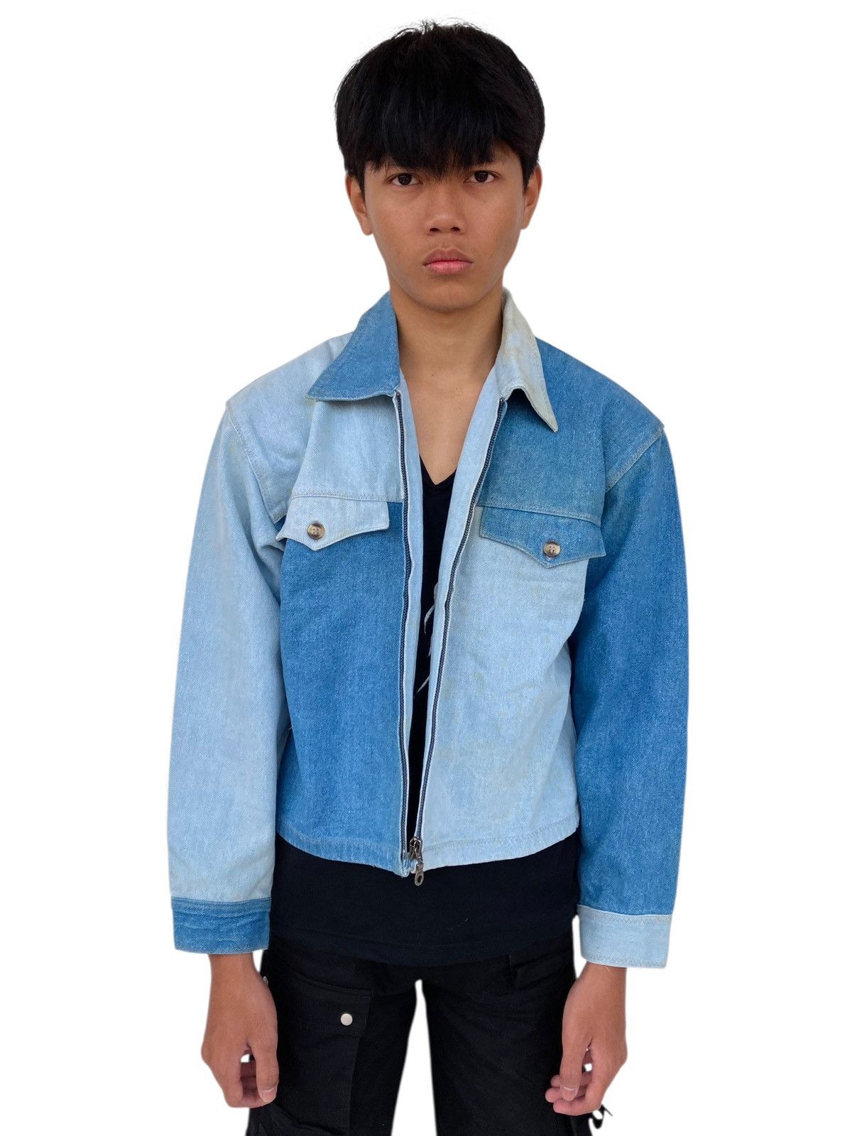 Japanese Brand 1980s Atsuro Tayama - Patchwork Denim Jacket Size US M / EU 48-50 / 2 - 3 Thumbnail