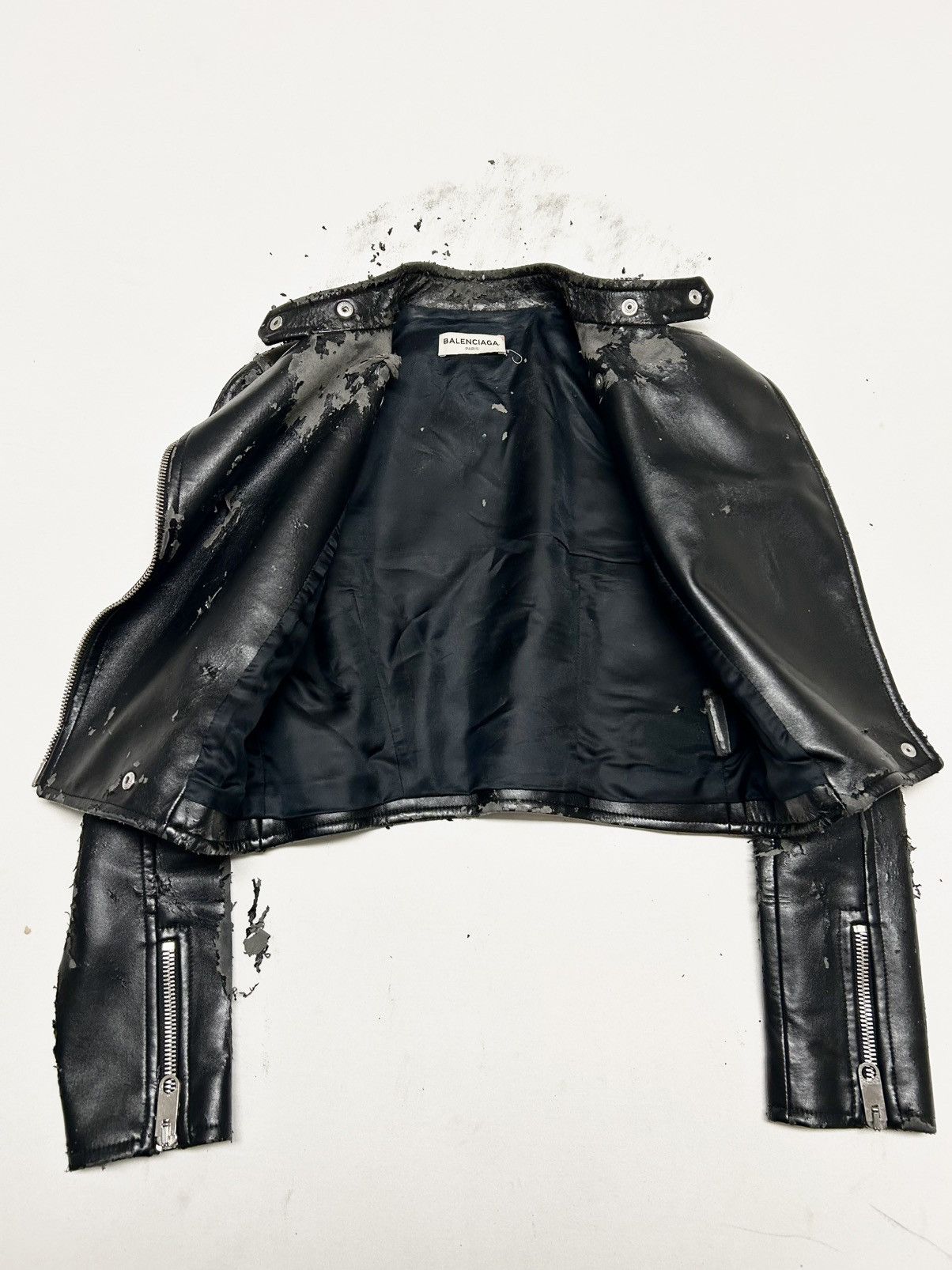 Balenciaga 2017 1/1 Sample Distressed Leather Biker Jacket Size US XS / EU 42 / 0 - 4 Thumbnail