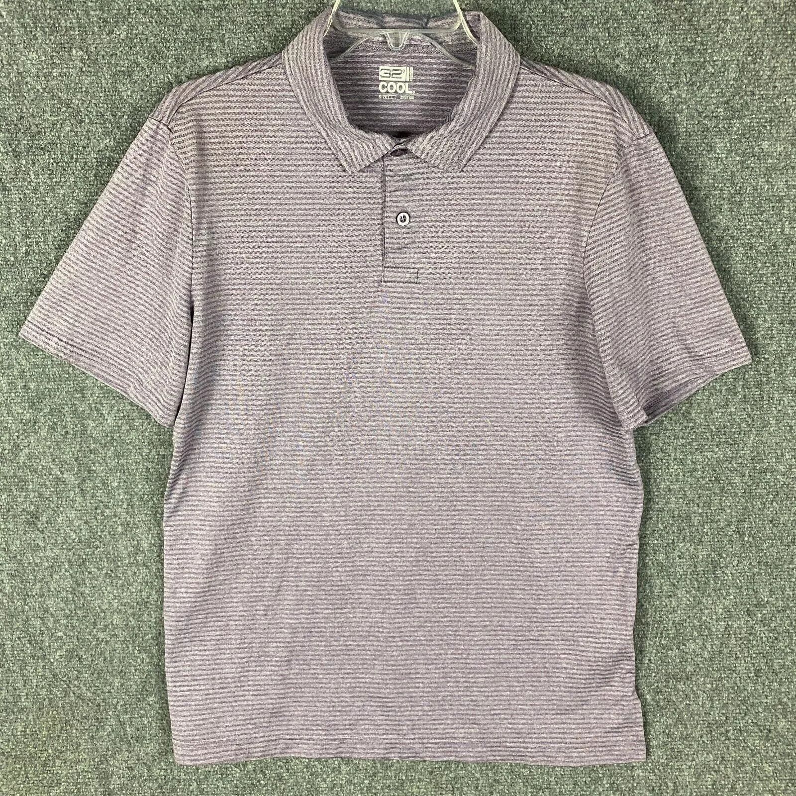 Other 32 Degrees Cool Polo Men's Large Striped Purple Polyester L Size US L / EU 52-54 / 3 - 1 Thumbnail