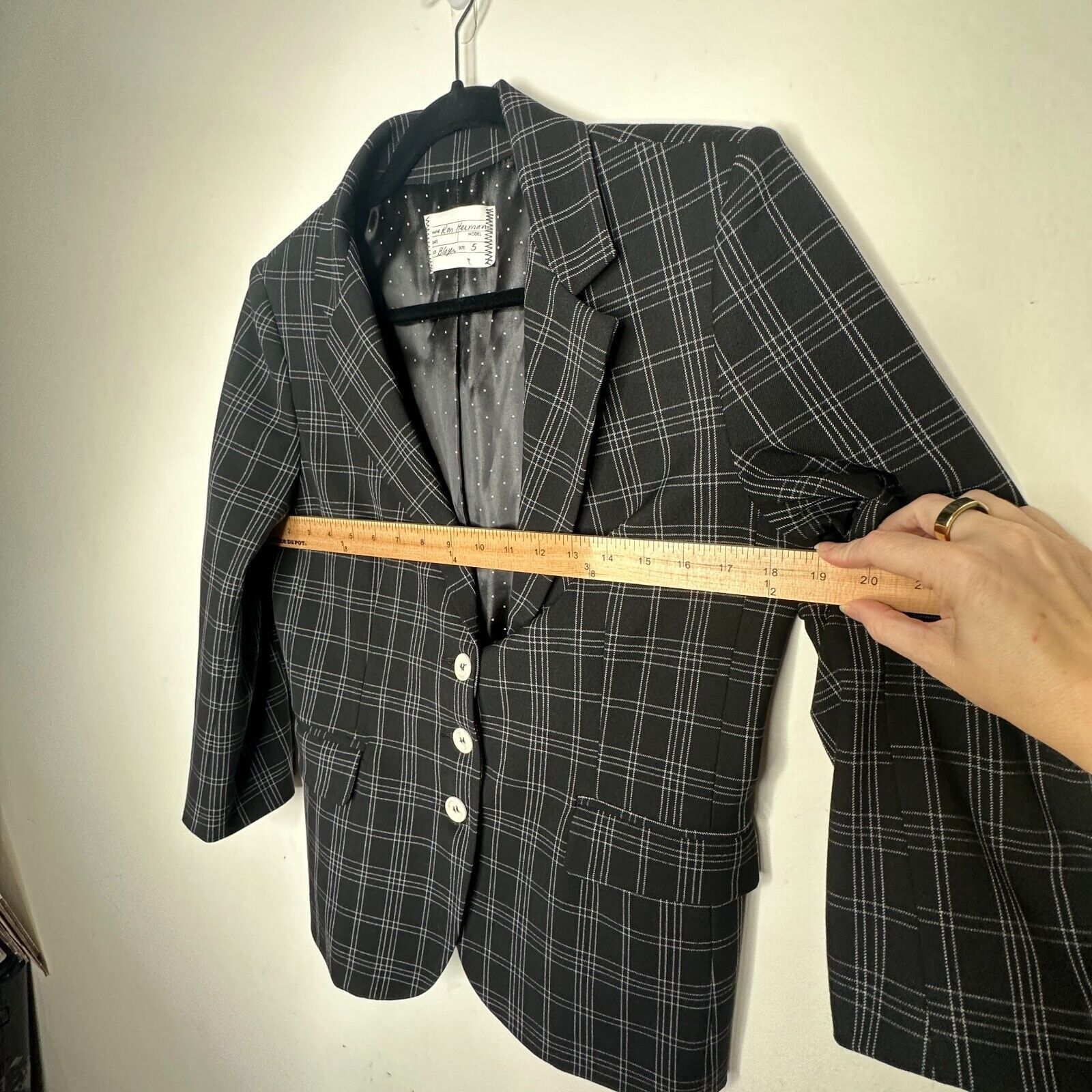 Ron Herman Ron Herman Black White Plaid 3 Button Blazer Satin Lining 5 Size M / US 6-8 / IT 42-44 - 10 Thumbnail
