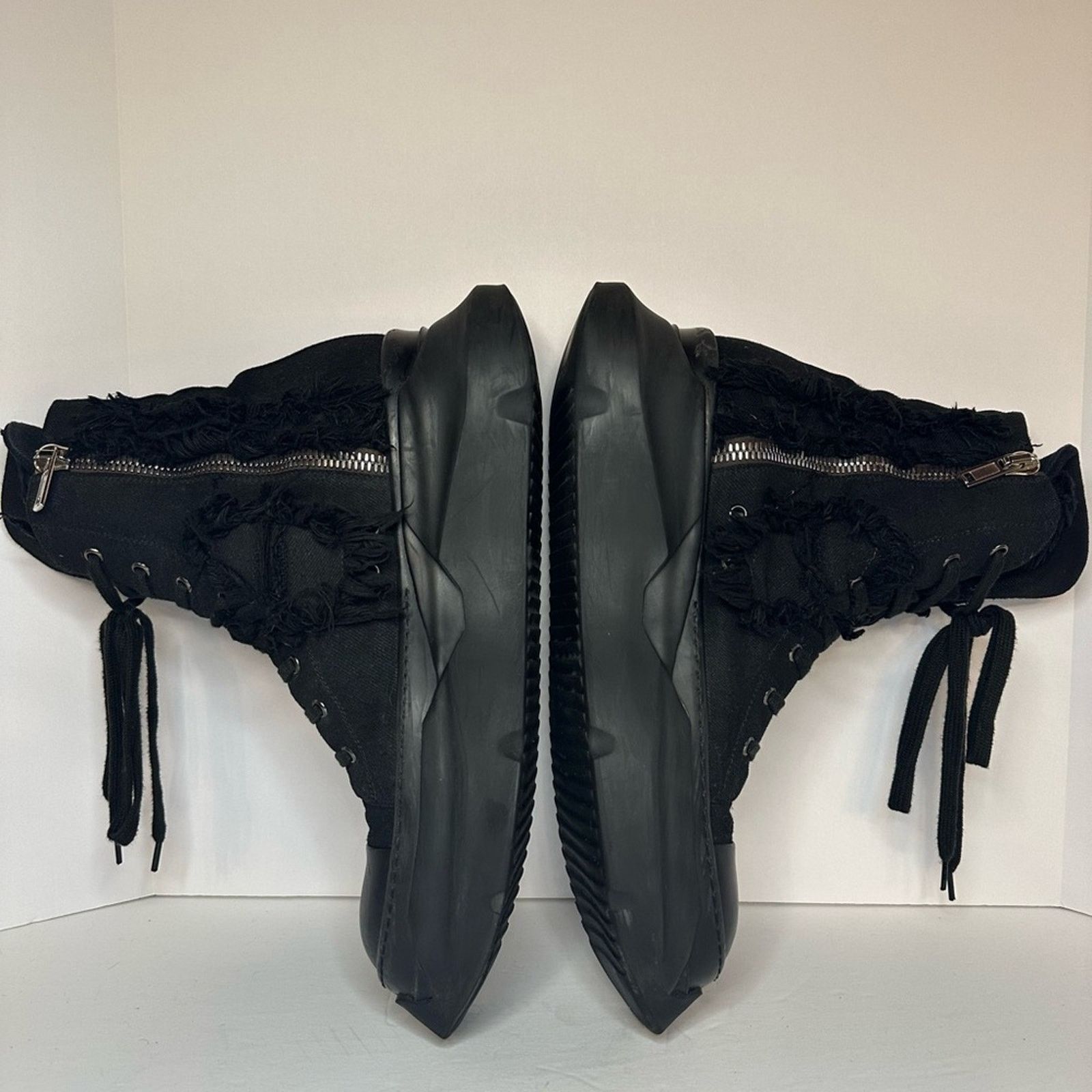 Rick Owens × Rick Owens Drkshdw Gethsemane High-Top Sneakers EU 45 Distressed Abstract Denim Size US 12 / EU 45 - 6 Thumbnail
