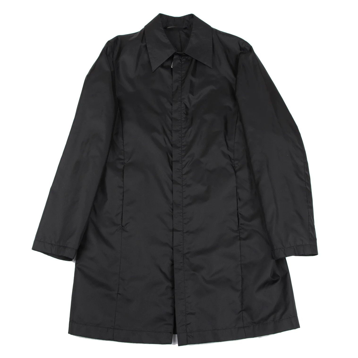 Coated Nylon Zip Coat in Black Size 46