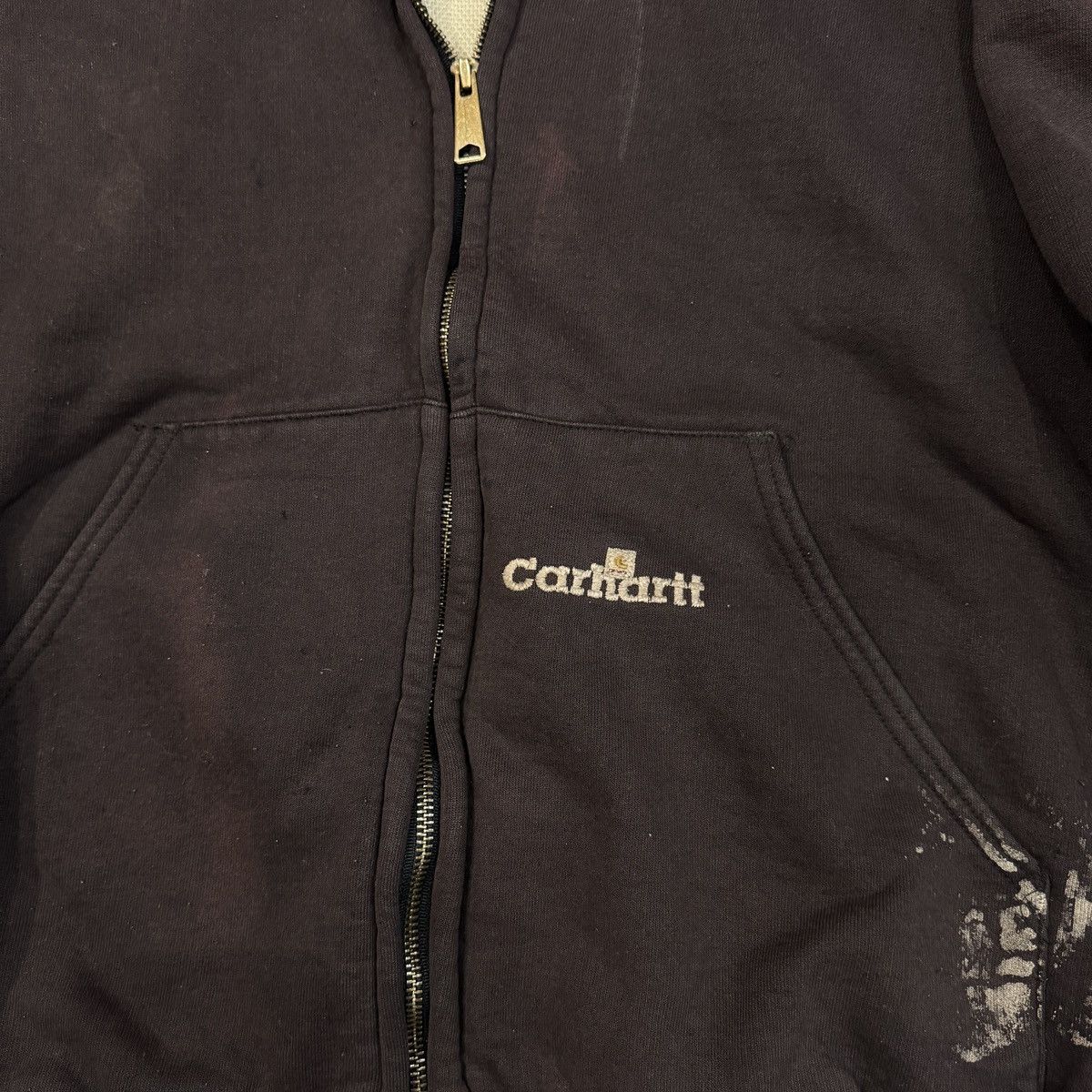 Vintage Carhartt Thrashed Faded Thermal Lined Zip Hoodie ERD GRUNGE Size US XXL / EU 58 / 5 - 8 Thumbnail