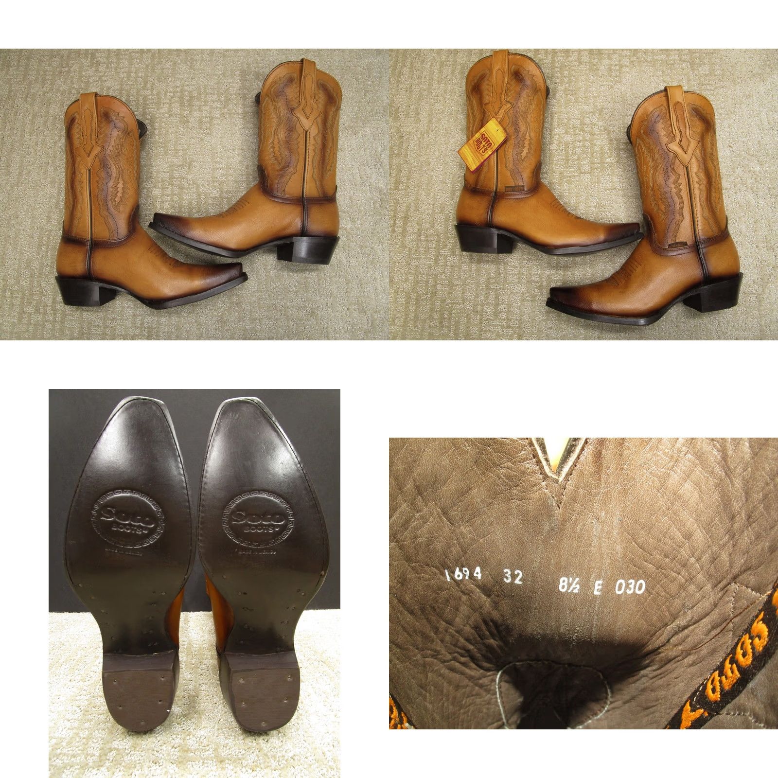 Vintage Soto Boots Men Boots Western Cowboy Pointed Toe Brown Leather 8.5 E Boot Women? Size US 9 / EU 42 - 8 Thumbnail