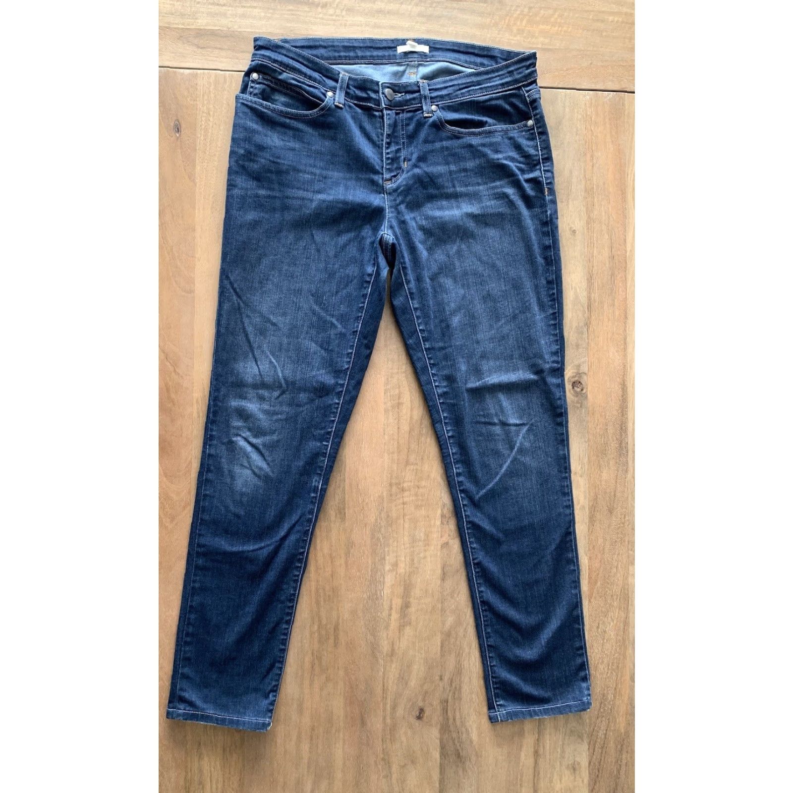 Eileen Fisher EILEEN FISHER Jeans Women's 32x28 Dark Wash Denim Mid Rise Stretch Skinny 10 Blue City College Preppy Modern Womens Size 32" / US 10 / IT 46 - 2 Thumbnail