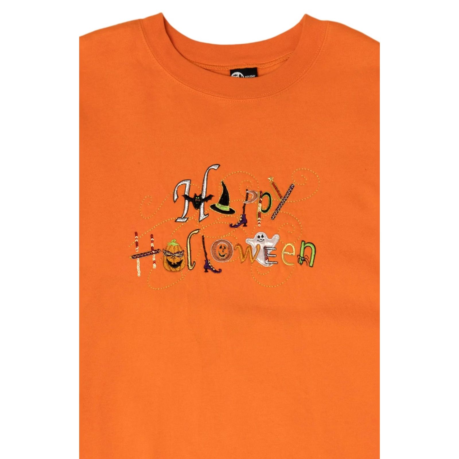 Vintage VINTAGE Orange Happy Halloween Sweatshirt XX-Large 1990s Size US XXL / EU 58 / 5 - 6 Thumbnail
