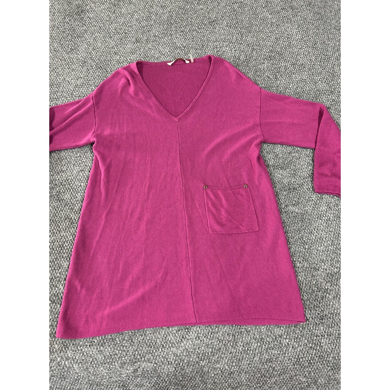 Soft Surroundings VINTAGE? No. Soft Surroundings Sweater Dress Womens L Pink V-Neck Tunic Long Sleeve Knit—Casual, 3/4 Sleeve, Pullover, Solid Knit Dress Size L / US 10 / IT 46 - 4 Thumbnail