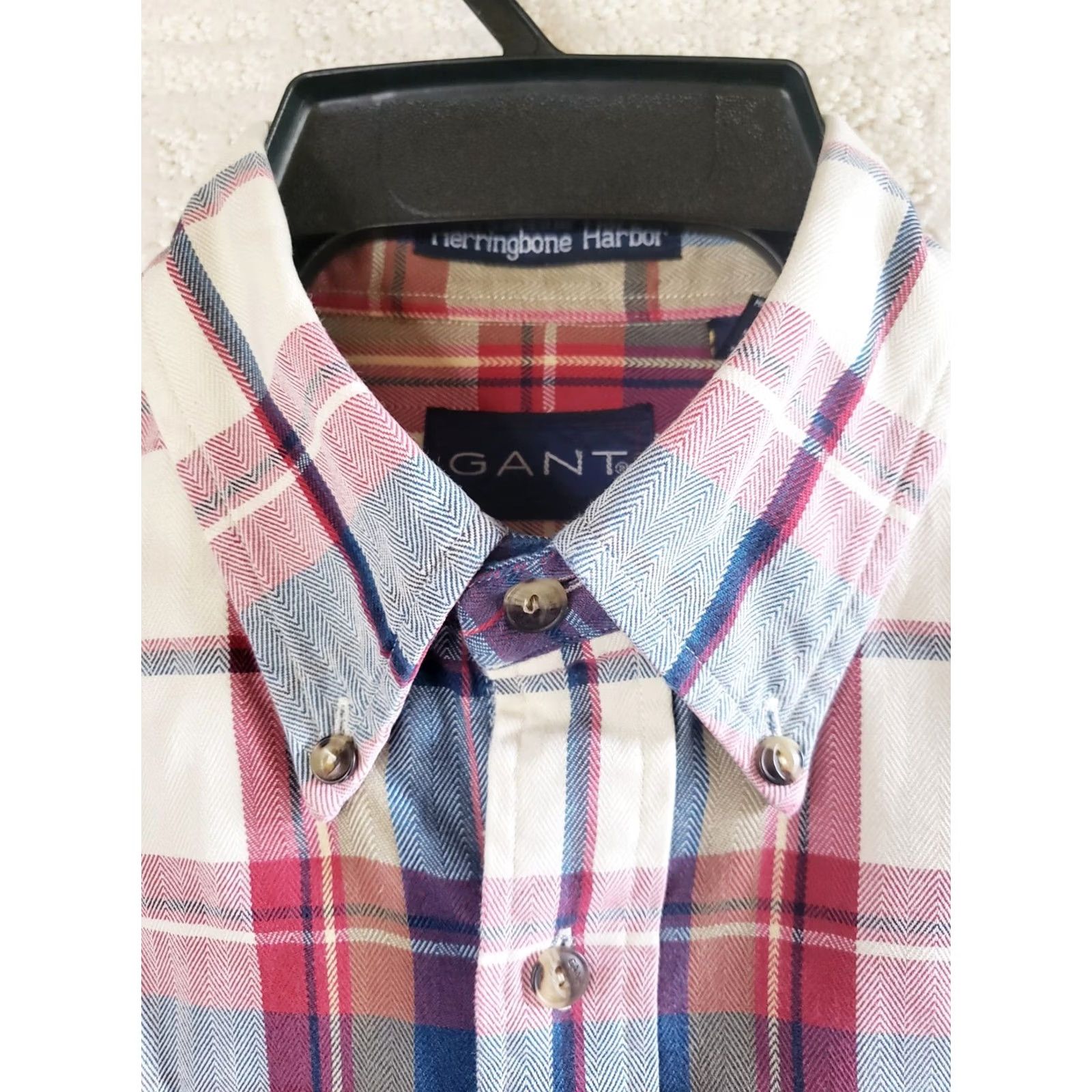 Gant GANT Shirt Mens M Blue Herringbone Harbor Men Plaid Button Red White Size US M / EU 48-50 / 2 - 4 Thumbnail