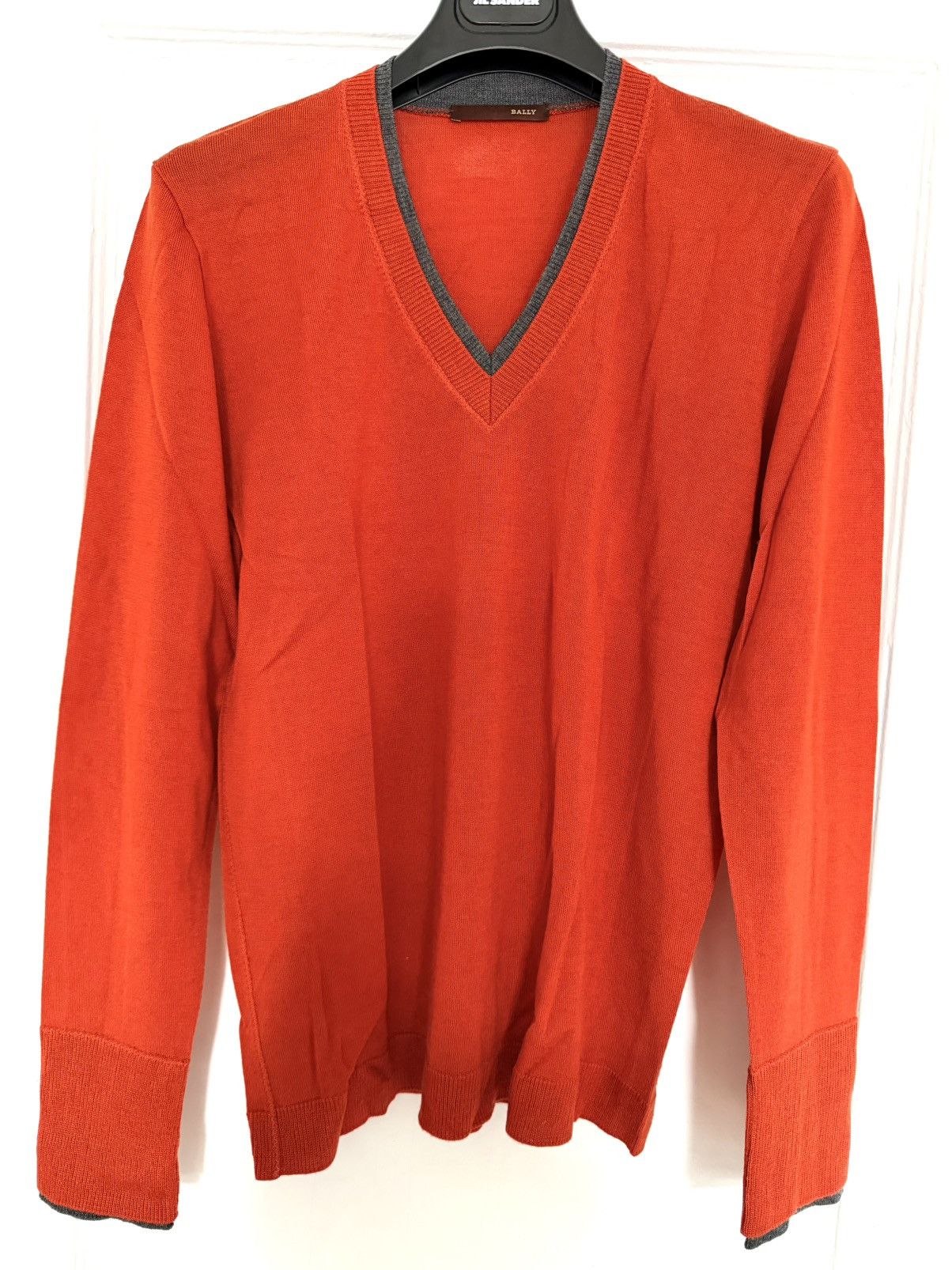 Bally Bally Men’s Orange Wool V-Neck Sweater Size M Size US M / EU 48-50 / 2 - 1 Thumbnail