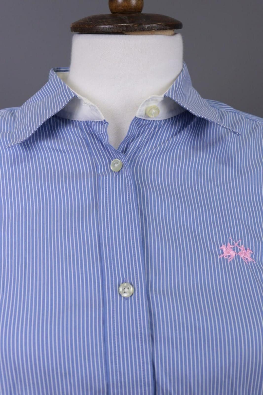 La Martina La Martina Blue Pinstripe Long Sleeve Blouse Shirt Size M Size M / US 6-8 / IT 42-44 - 5 Thumbnail