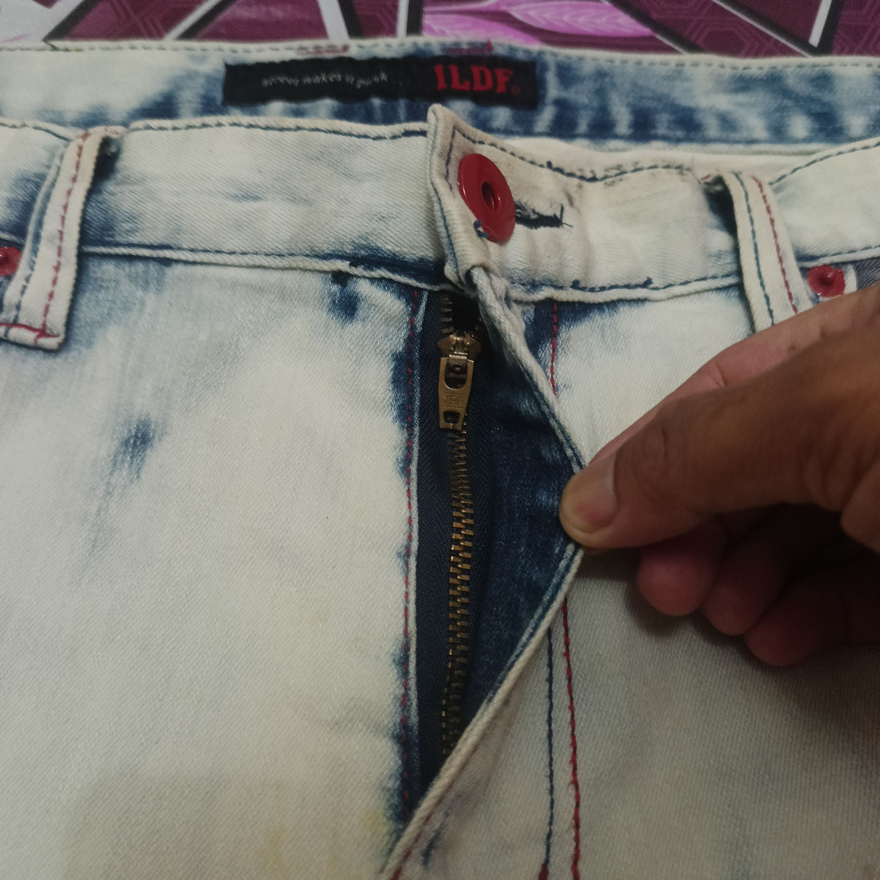 14th Addiction × If Six Was Nine × Japanese Brand ILDF street makes it punk Acid wash jeans USA flag Size US 33 - 3 Thumbnail