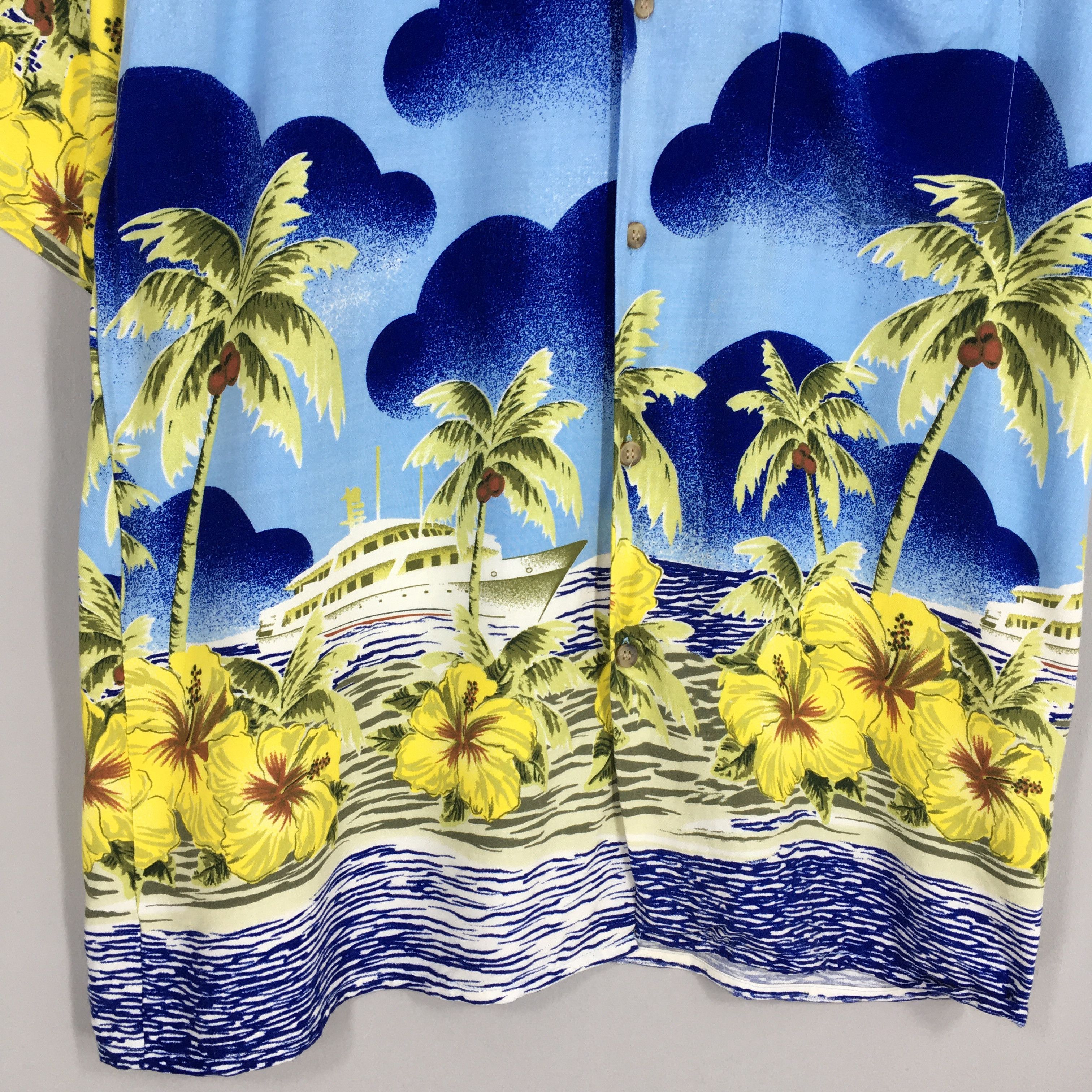 Vintage Vintage 90's Hawaiian Aloha Tropical Blue Shirt XLarge Size US XL / EU 56 / 4 - 4 Thumbnail