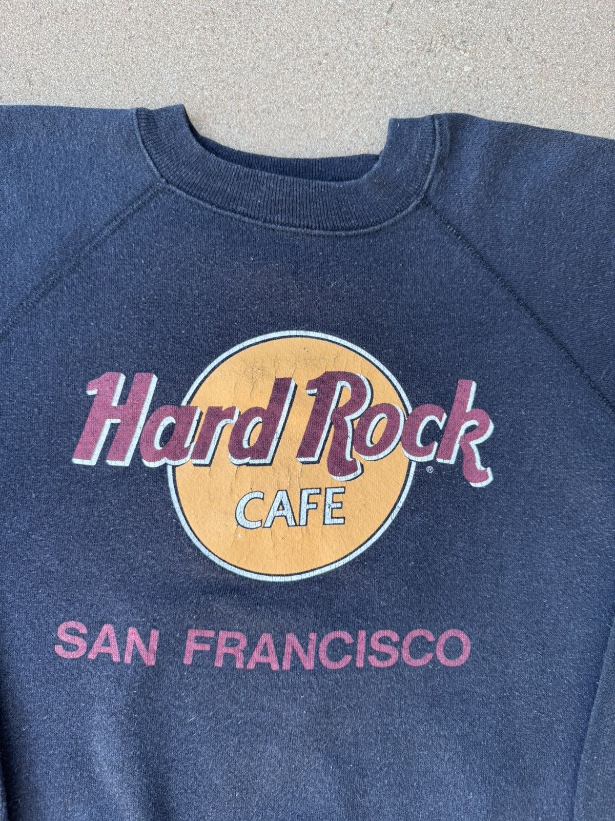 Hard Rock Cafe × Vintage Vtg 80’s Hard Rock San Francisco Faded Black Sweatshirt S/M Size US S / EU 44-46 / 1 - 4 Thumbnail