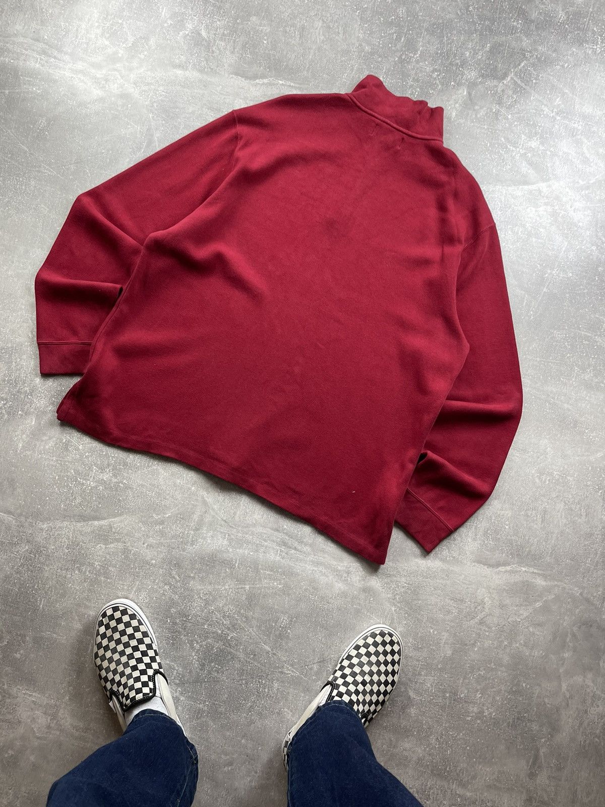 Polo Ralph Lauren × Vintage Vintage Polo Ralph Lauren Red Cotton 1/4 Zip Sweater Size US XL / EU 56 / 4 - 5 Thumbnail