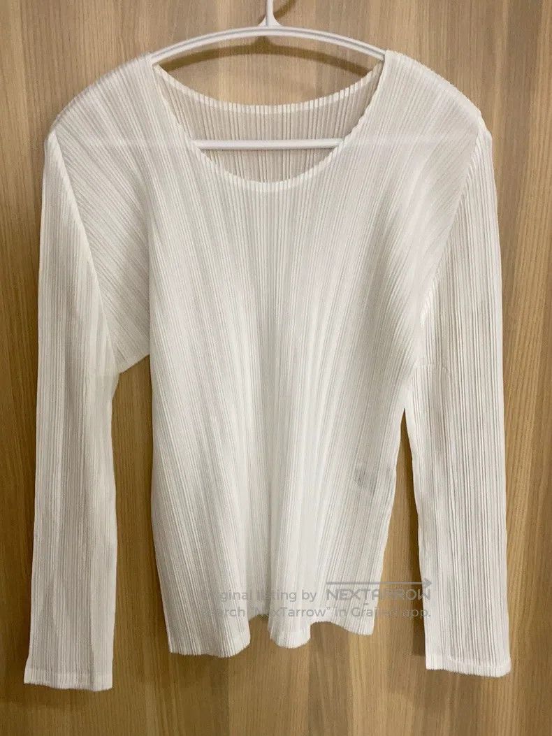 Issey Miyake Issey Miyake White Long Sleeve Top Size L / US 10 / IT 46 - 2 Thumbnail