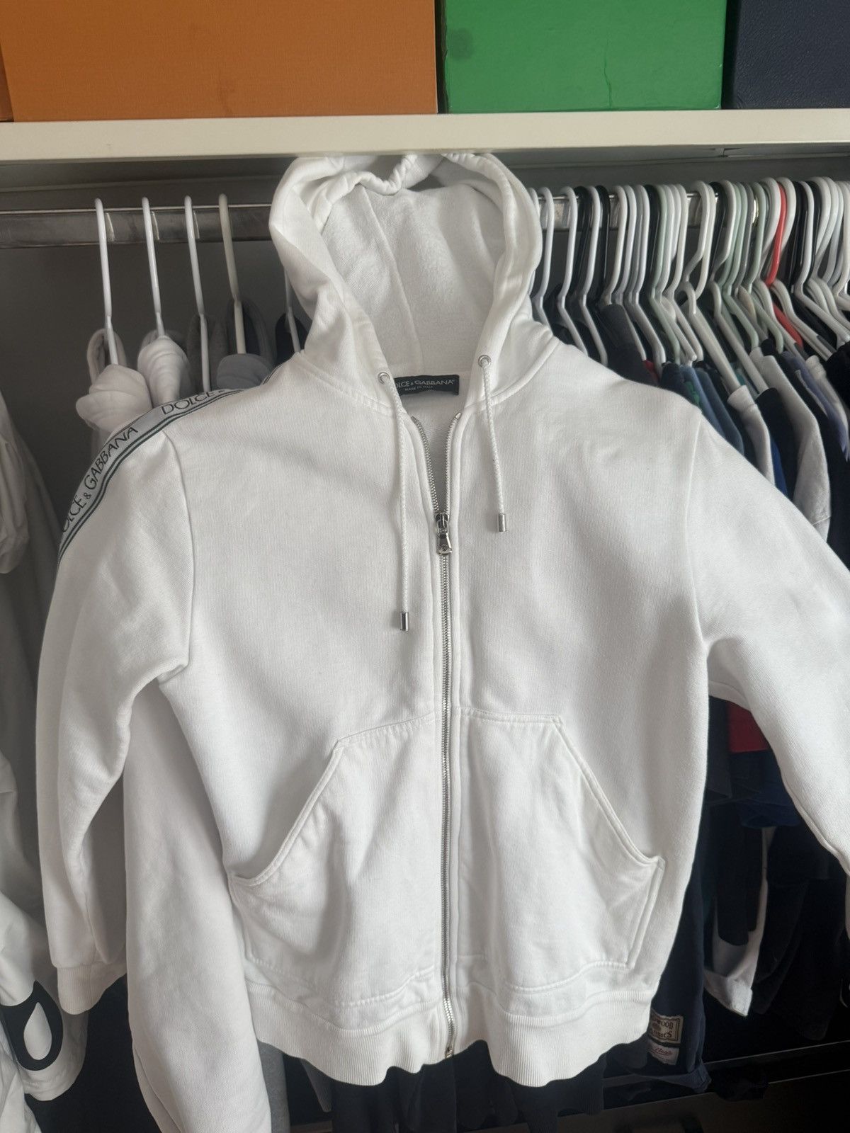 Dolce & Gabbana Vintage 2003 Dolce & Gabbana Full Zip White Hoodie Jacket Size US S / EU 44-46 / 1 - 1 Thumbnail