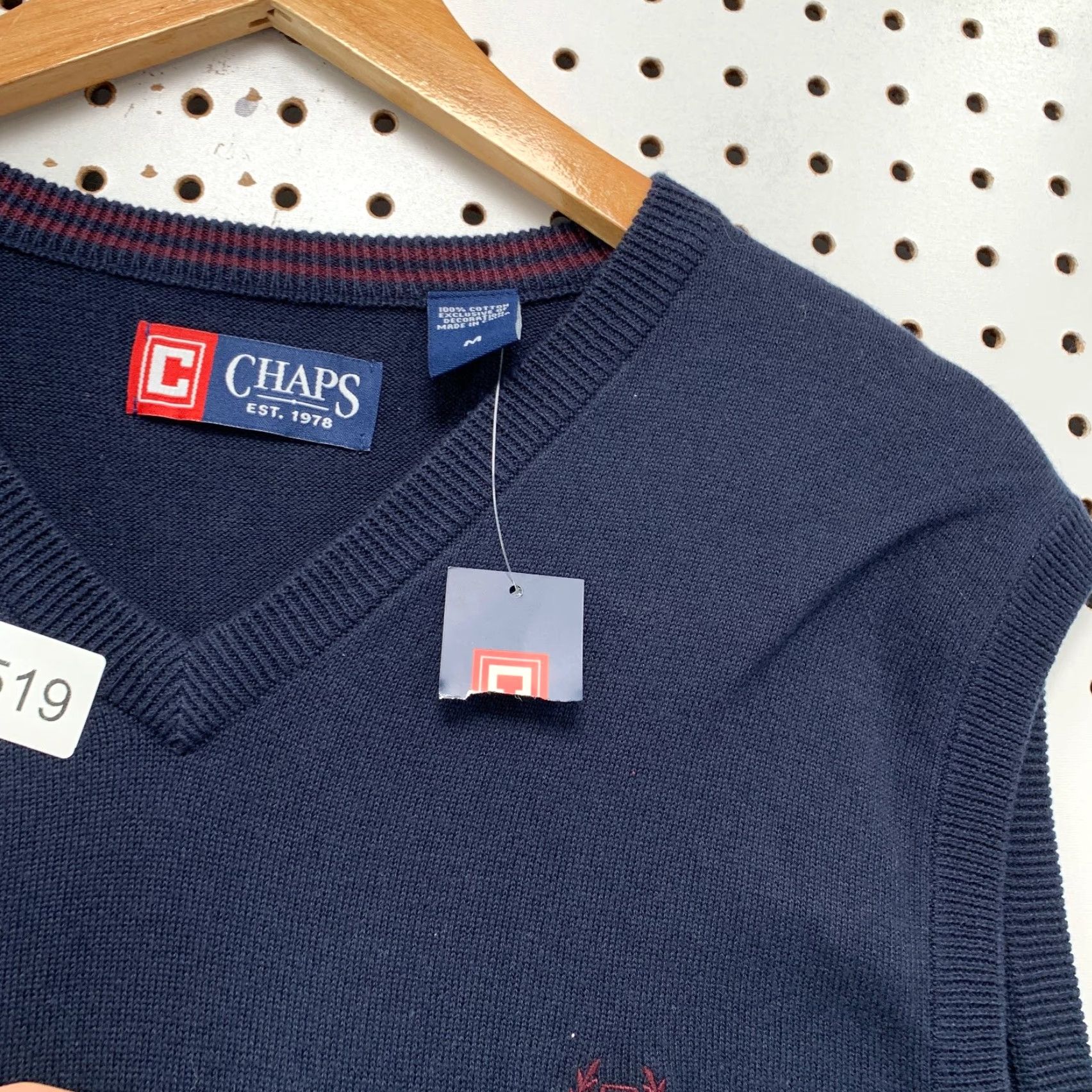 Chaps Chaps New Cotton Logo Navy Blue Sleeveless Sweater Vest Mens Medium Casual Knit Cotton Vest Logo Chaps Blue Navy Mens M Regular All Size US M / EU 48-50 / 2 - 5 Thumbnail