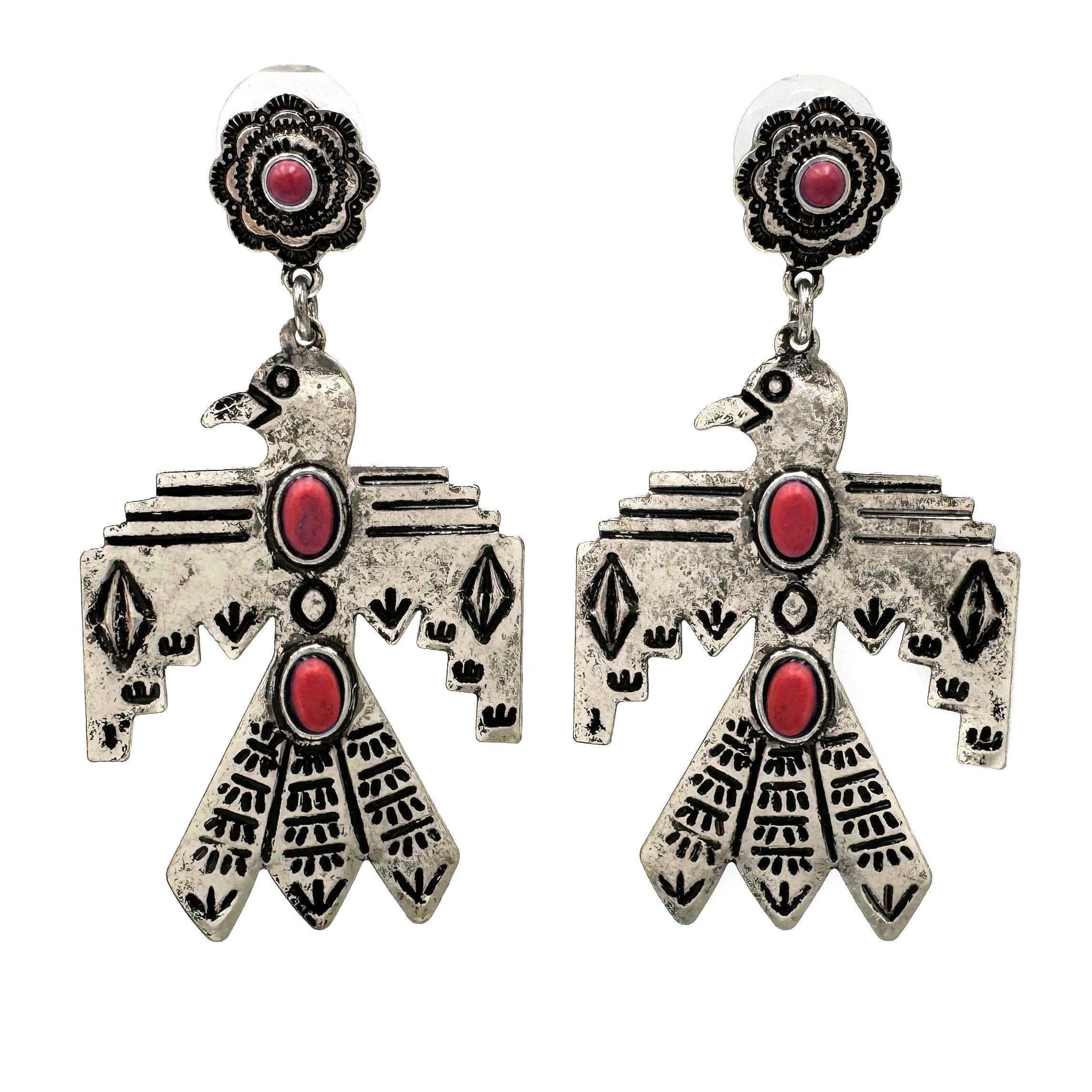 Other Metal Native Thunderbird Post Dangle Earrings in Red Size ONE SIZE - 8 Thumbnail