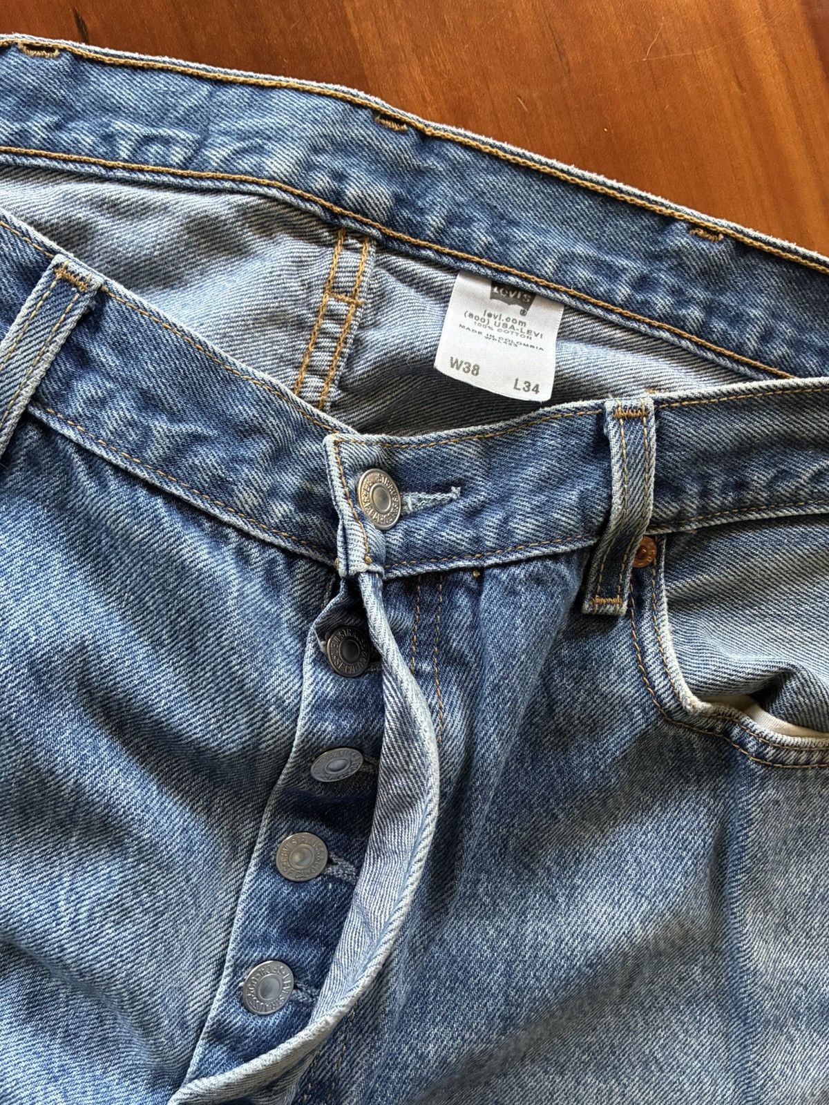 Levi's Vintage faded Levis 501 denim jeans Size US 35 - 3 Thumbnail