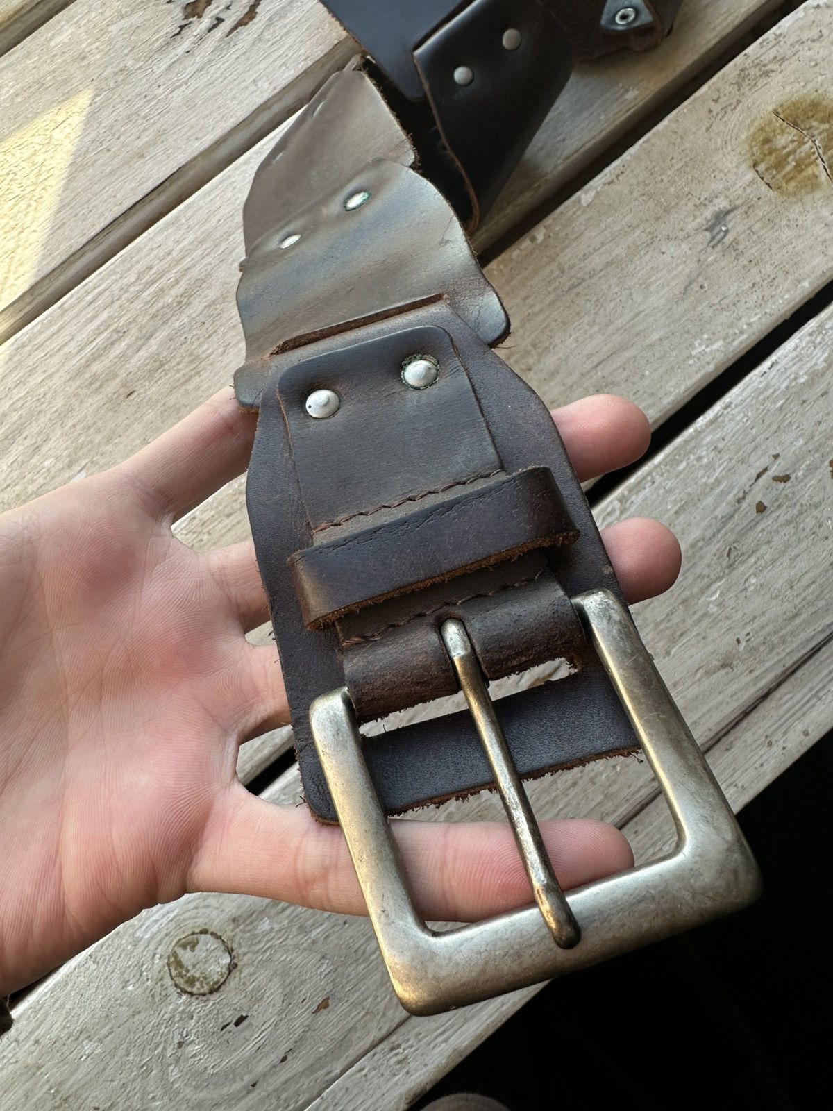 If Six Was Nine × Japanese Brand × Vintage Vintage Japanese Leather Punk Emo Rock Goth Y2K Drill belt Size ONE SIZE - 3 Thumbnail