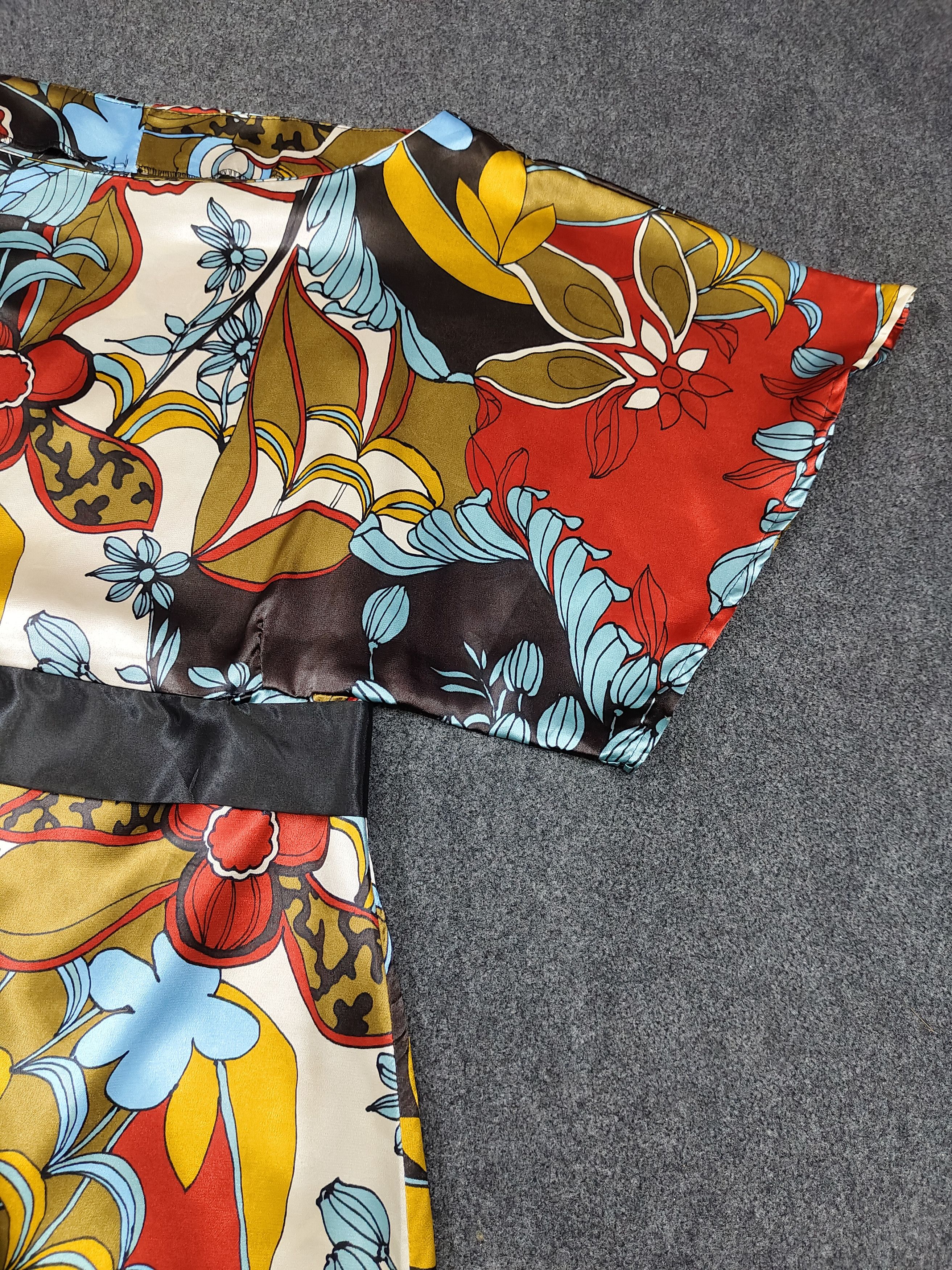 Vintage 90s Teddy S.p.A- Abstract Floral Kimono Sleeve Dress Size M / US 6-8 / IT 42-44 - 5 Thumbnail