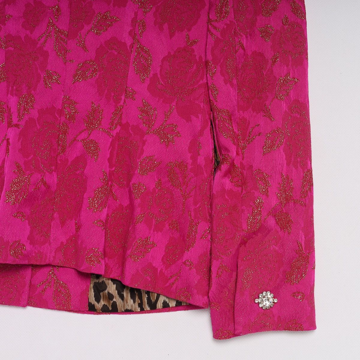 Dolce & Gabbana Dolce Gabbana Tuxedo Jacquard Blazer Silk Pink Jacket Flower Size XS / US 0-2 / IT 36-38 - 9 Thumbnail